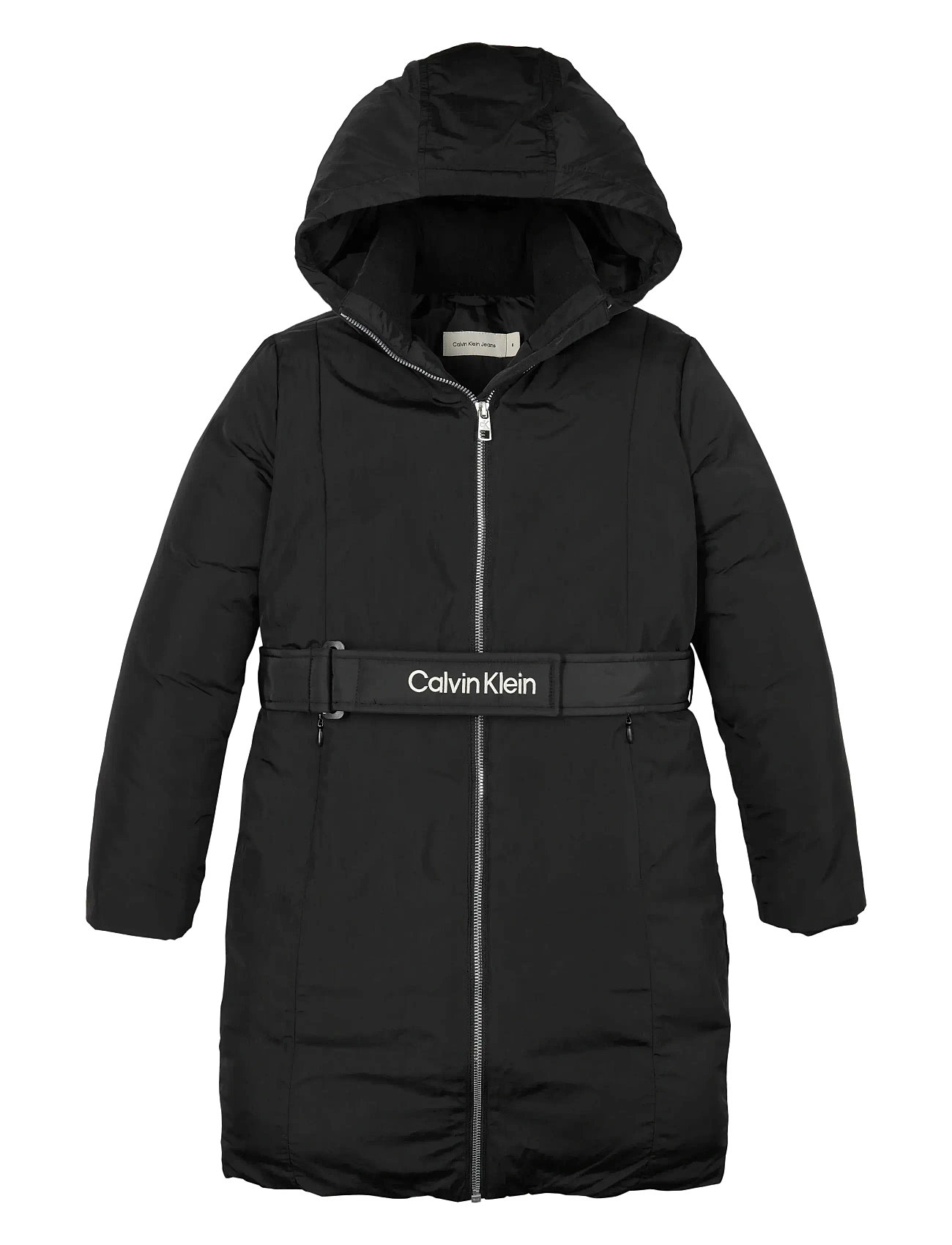 CALVIN KLEIN Klassisch Belted Mantel Schwarz - 140 - Kinder