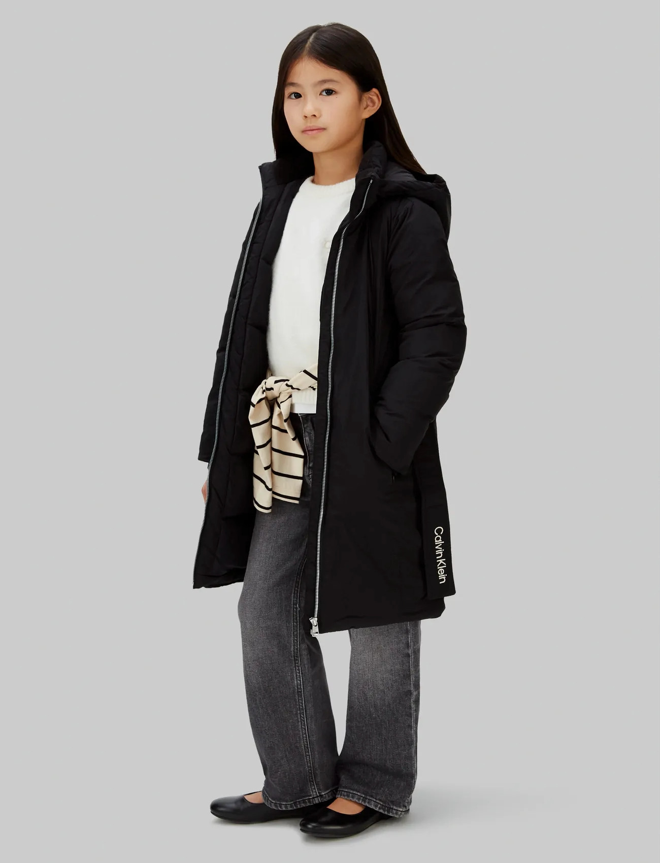 Calvin Klein Classic Belted Coat, 140, Black, Jakker Og Frakker > Puffer Og Vatterede, Børn
