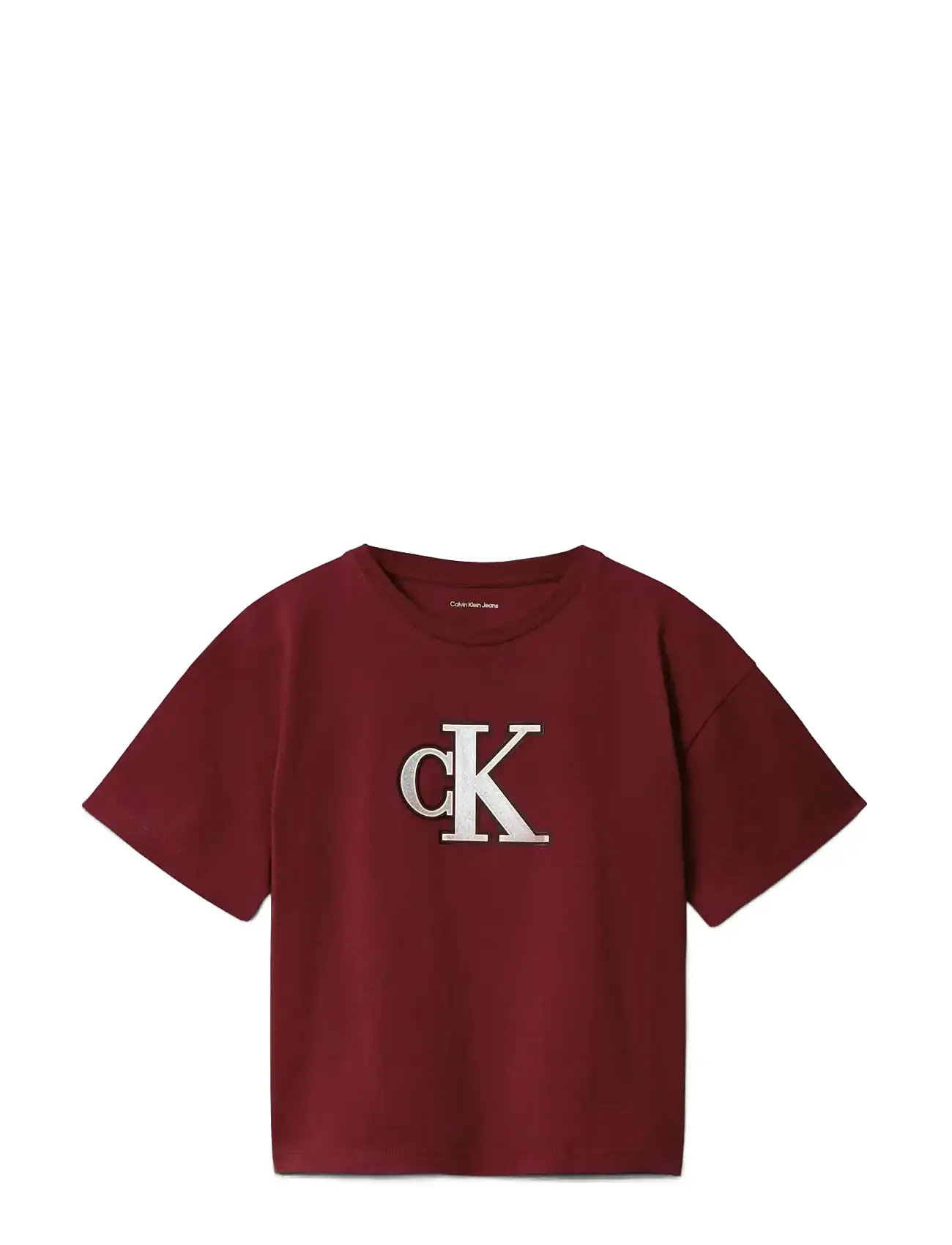 CALVIN KLEIN Festive Graphic Ss T-Shirt Burgundy - 170 - Kinder