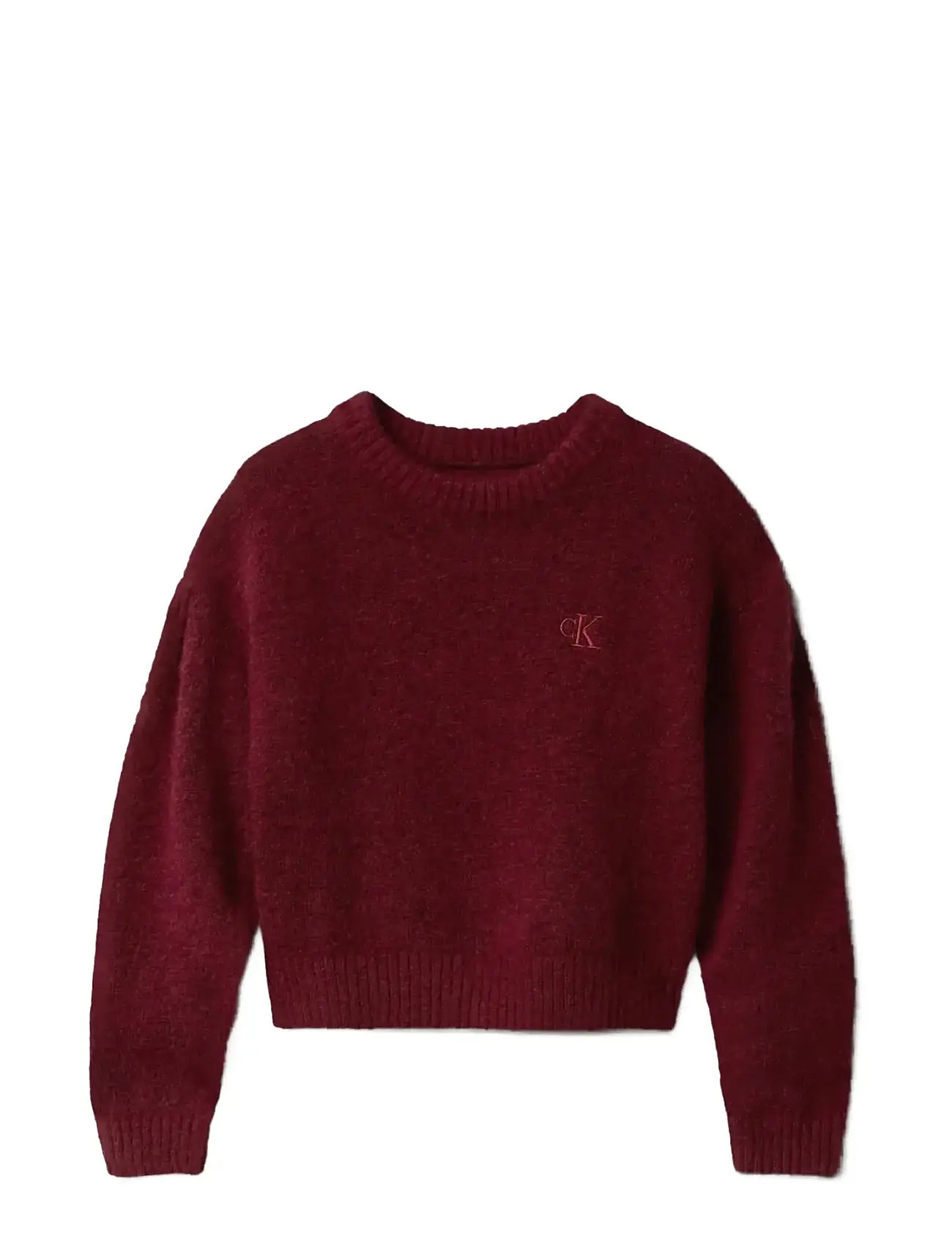 CALVIN KLEIN Box Pleat Fluffy Pullover Burgundy - 128 - Kinder
