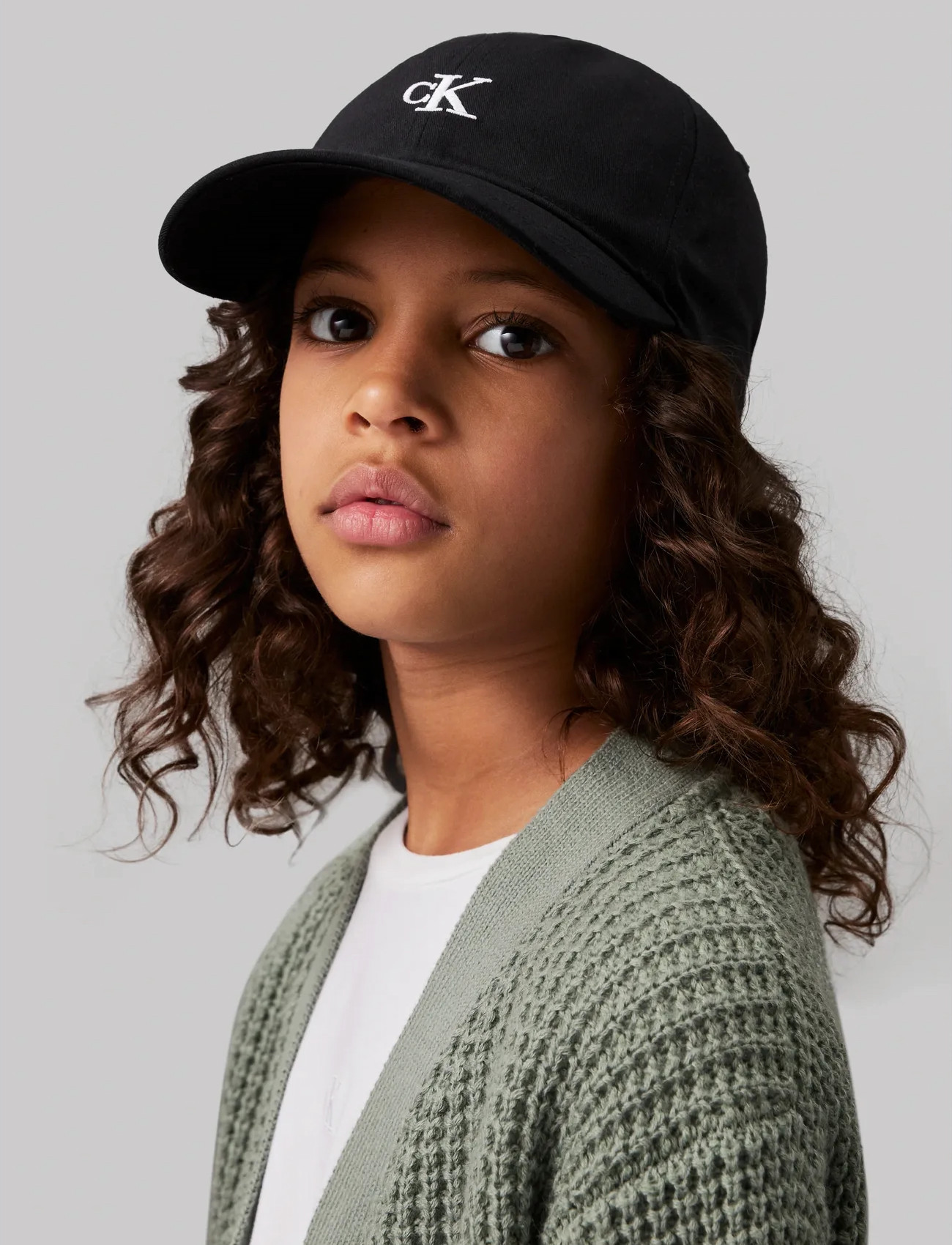 Calvin Klein Monogram Baseball Cap, L/XL, Black, Hovedbeklædning > Kasketter, Børn