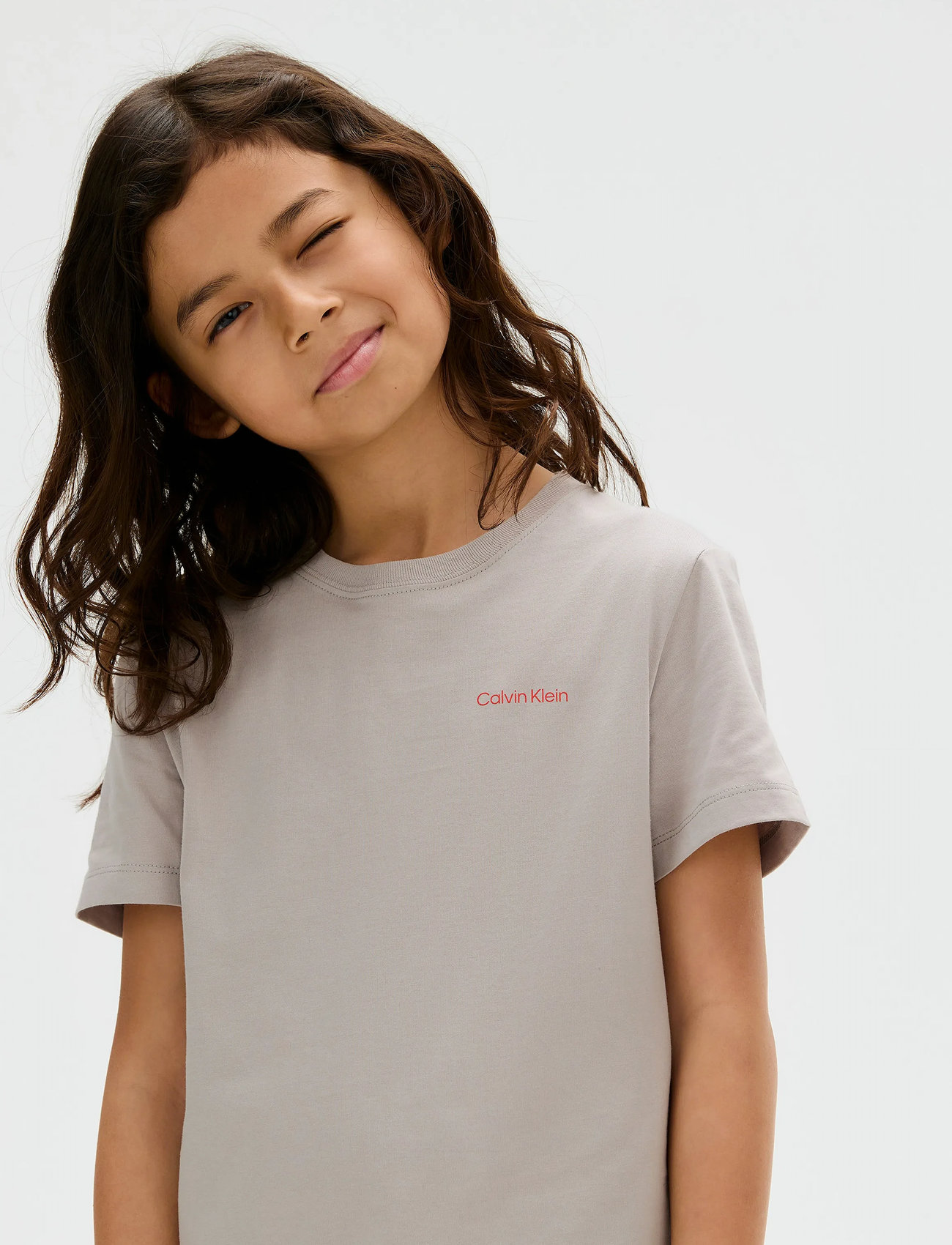 Calvin Klein Chest Inst.logo Ss T-Shirt, 128, Beige, T-Shirts > Kortærmede, Børn