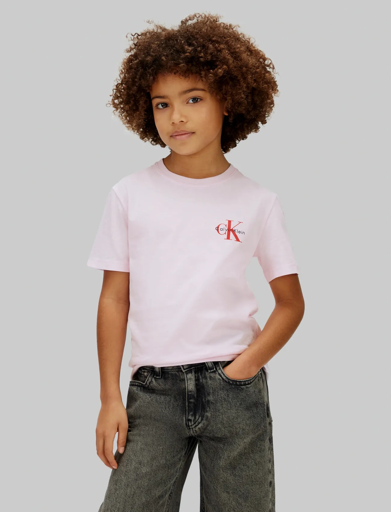 Calvin Klein Small Monologo Ss Tee, 152, Pink, T-Shirts > Kortærmede, Børn