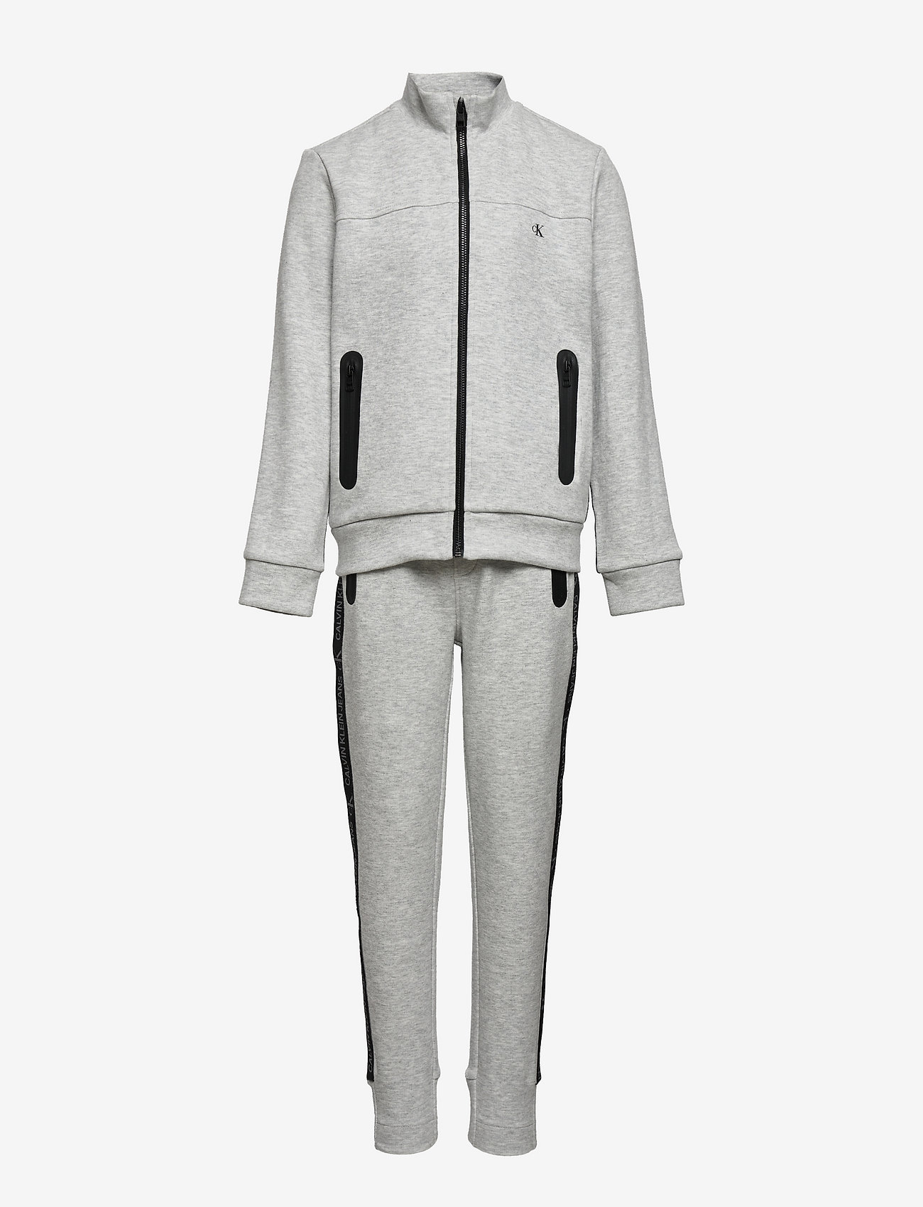 Calvin Klein - LOGO TAPE ZIP THROUGH SET - base layer sets - light grey heather - 0