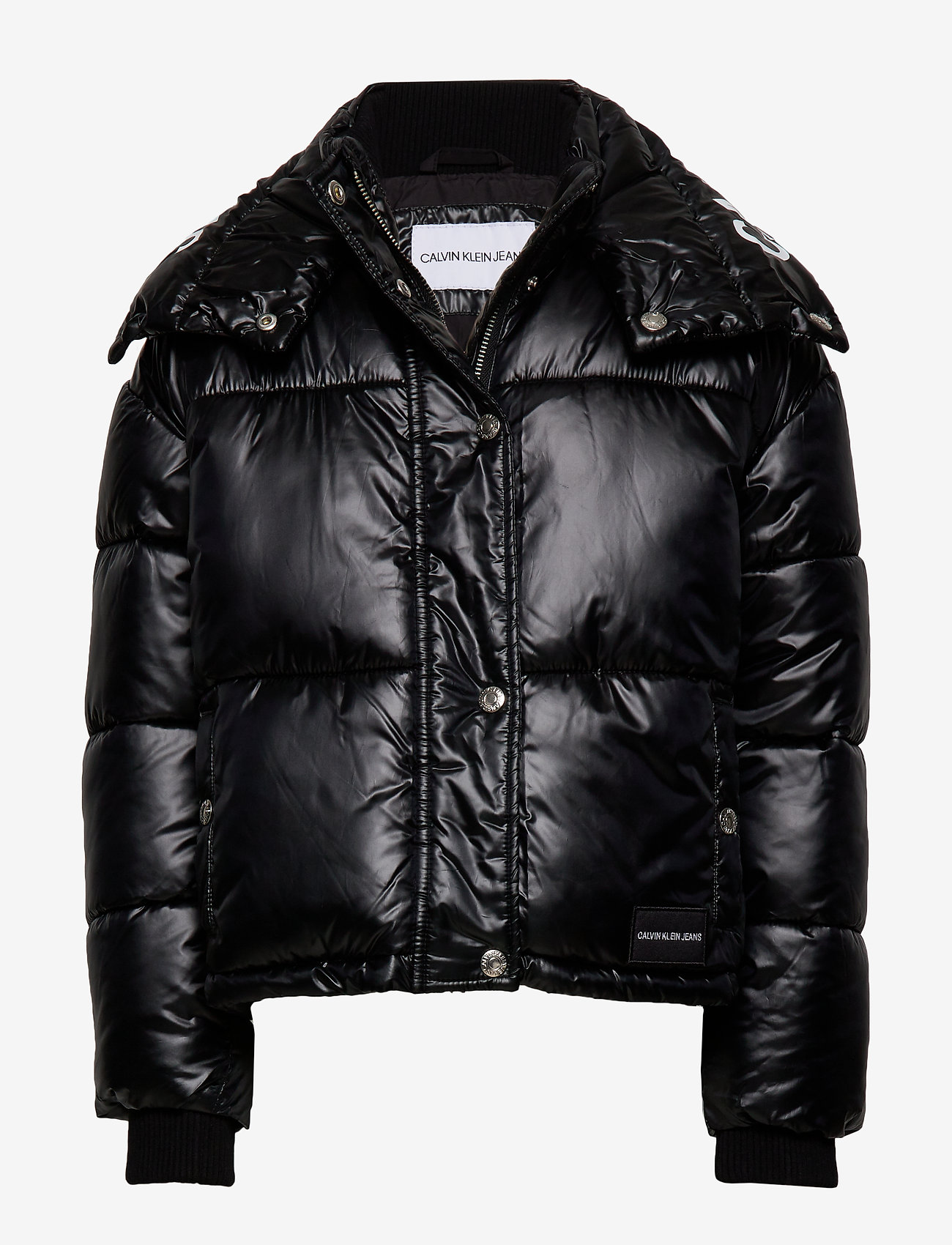 calvin klein long black puffer coat