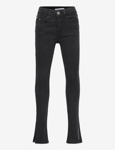 SKINNY HR SOFT BLACK ST SPLT HEM - jeans - soft black stretch split hem