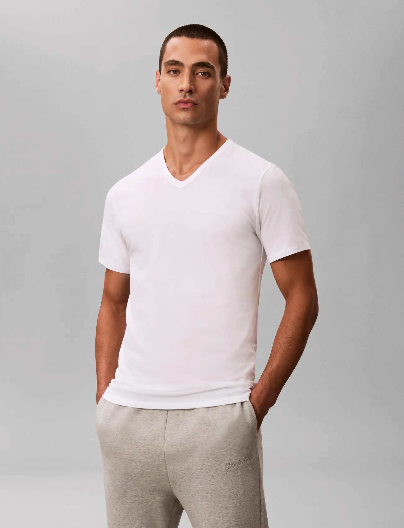 Calvin Klein S/S V Neck 3Pk, XXL, White, T-Shirts > Kortærmede, Herre