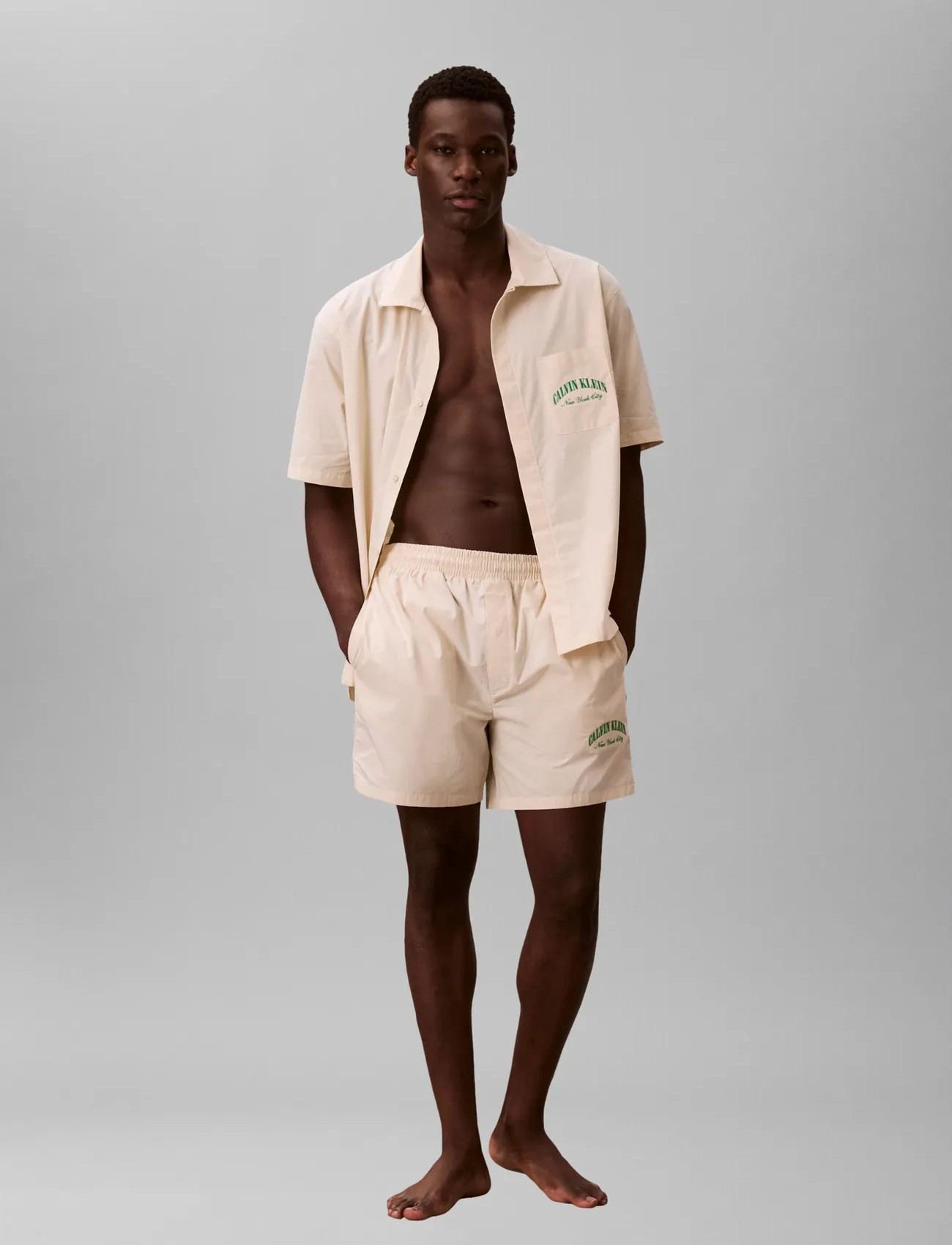 Calvin Klein Heritage Crest Sleep Short, M, Beige, Nat- Og Loungewear > Bukser, Herre