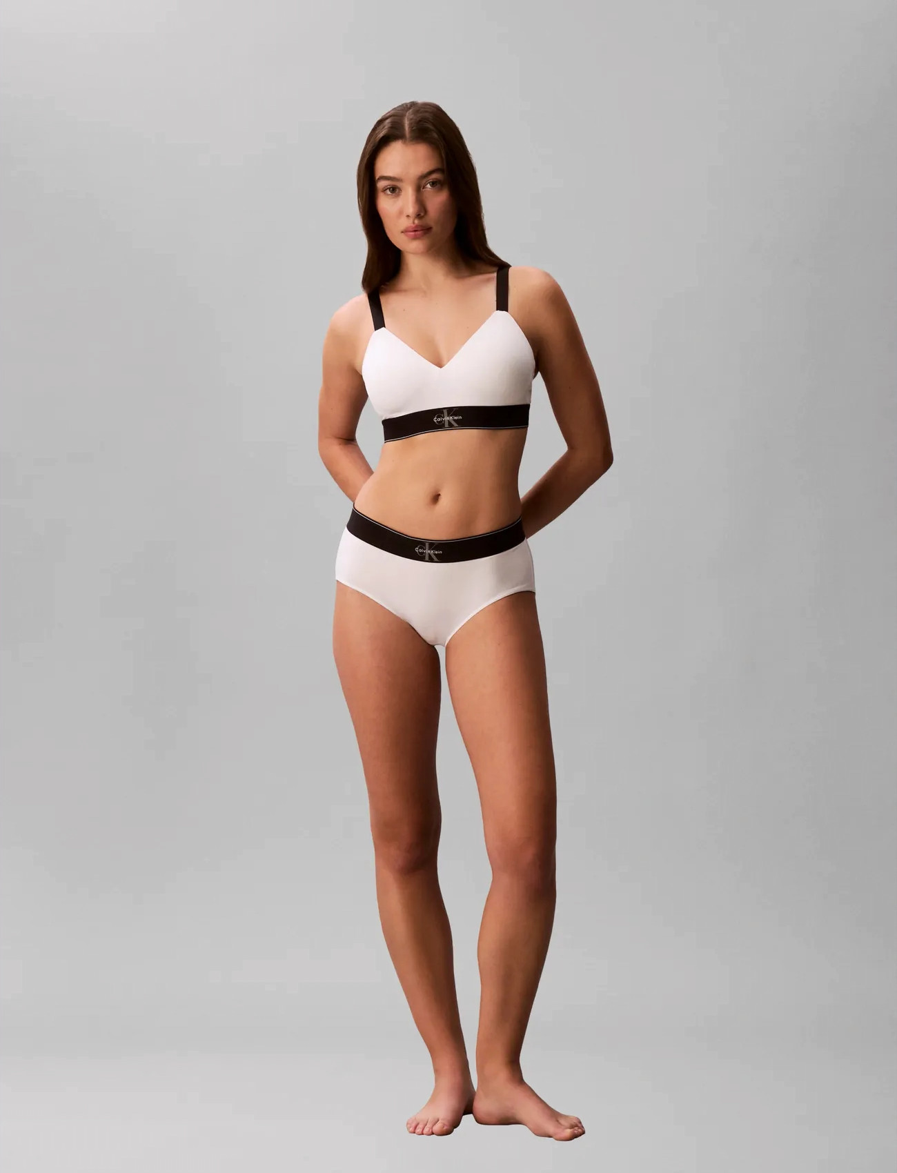Calvin Klein Lightly Lined Bralette, L, White, Bløde Bh'Er > Bh'Er Uden Bøjle, Dame