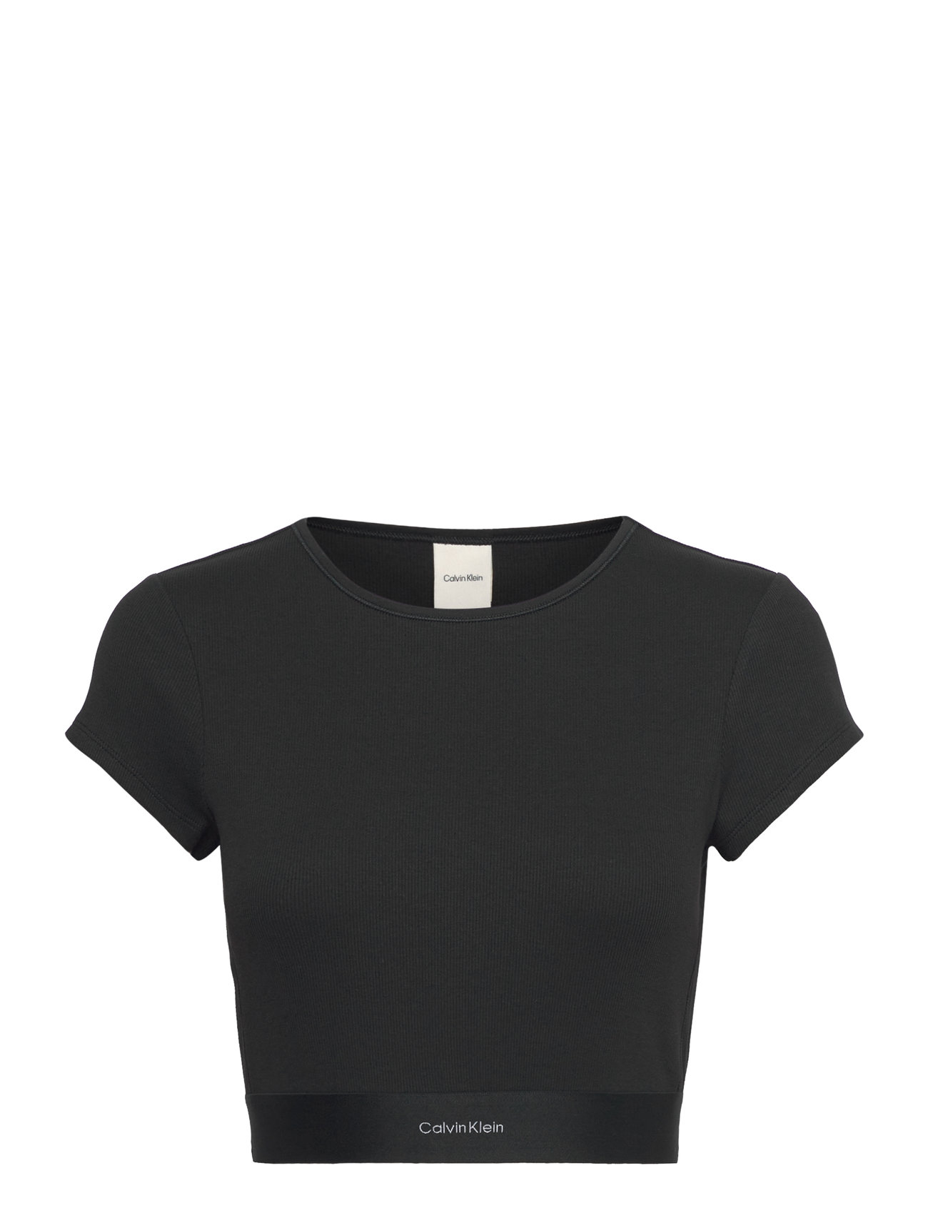 CALVIN KLEIN Rib Crop Tee Schwarz - XS - Damen