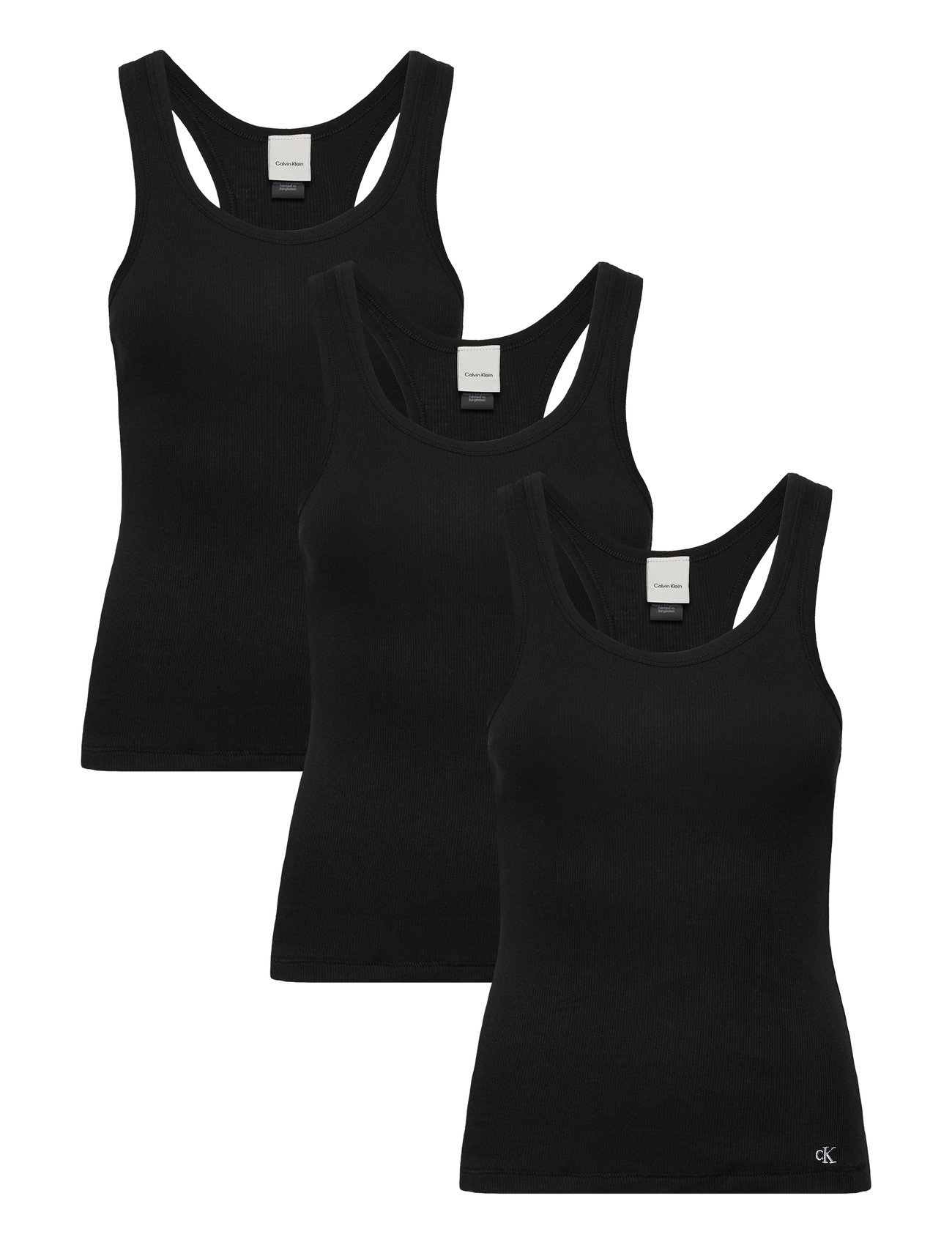 Calvin Klein Scoop Neck Cotton Tank 3Pk Svart