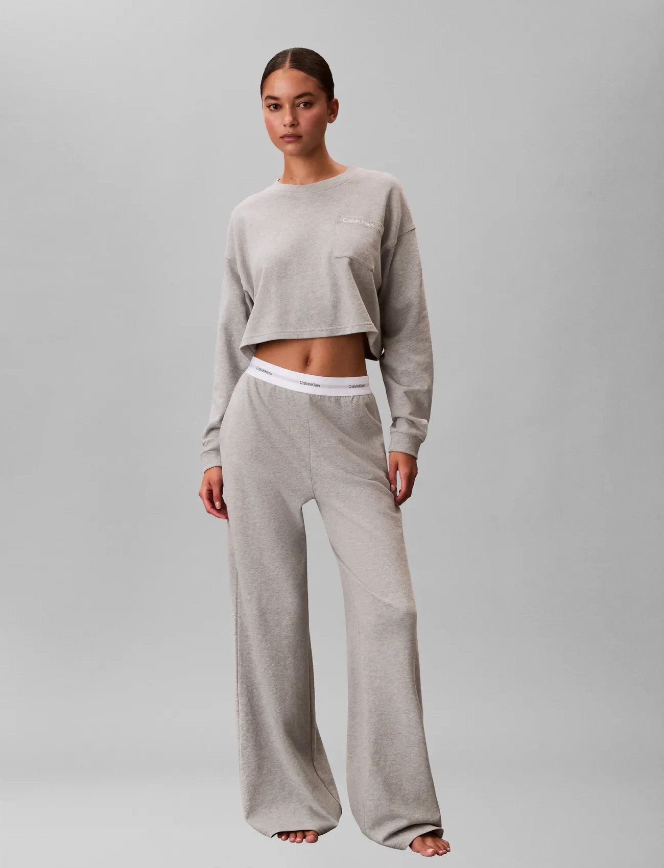 Calvin Klein Logo Jersey Pant, L, Grey, Nat- Og Loungewear > Bukser, Dame
