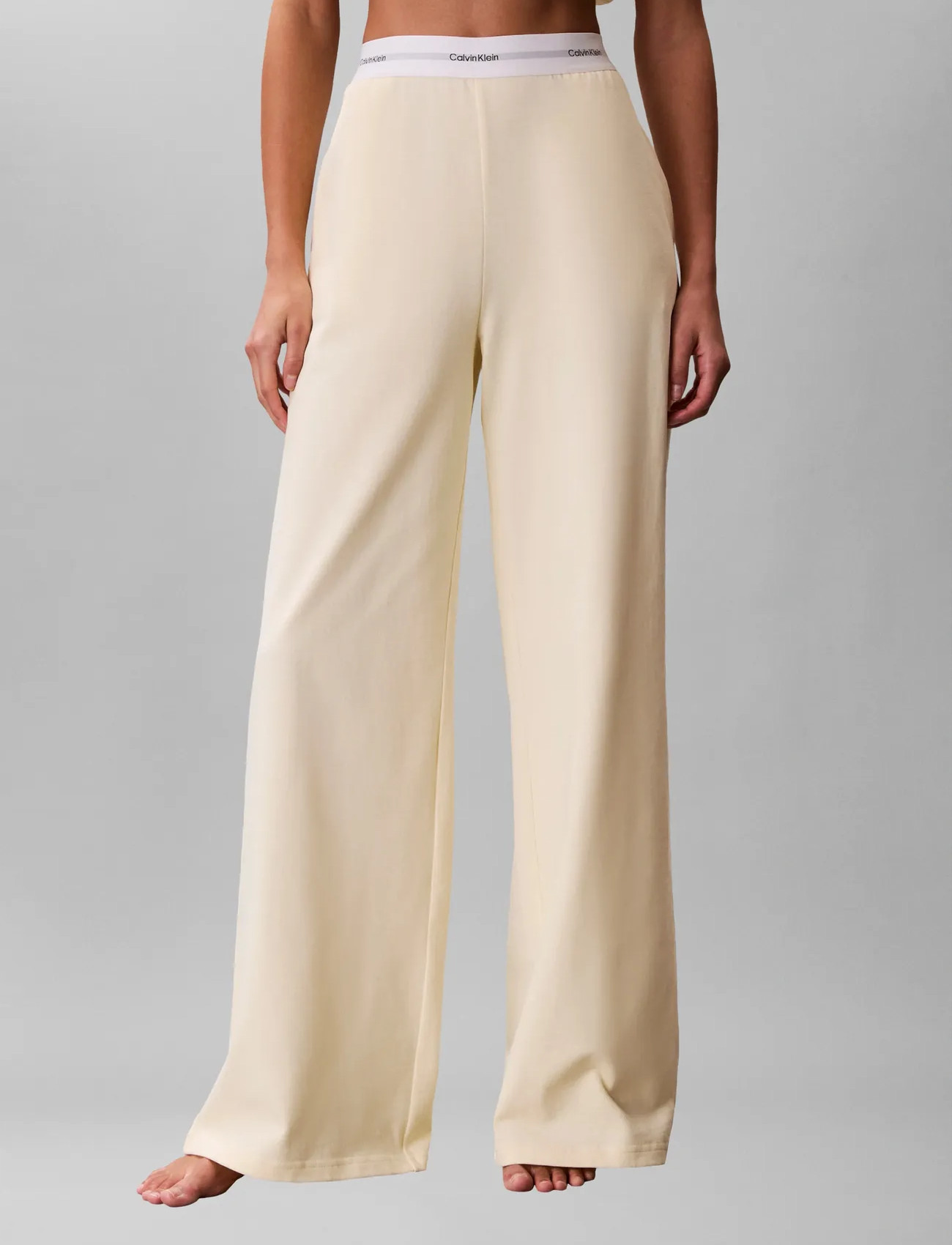 Calvin Klein Logo Jersey Pant, S, Cream, Nat- Og Loungewear > Bukser, Dame