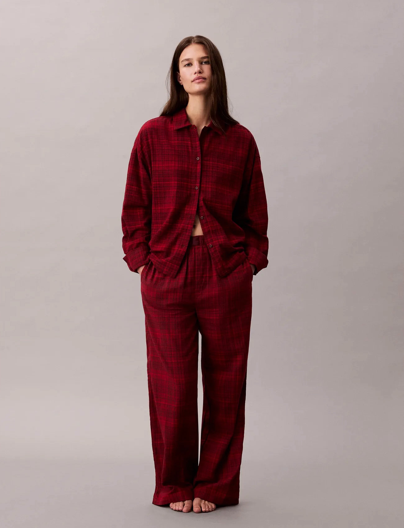 Calvin Klein Yd Flannel Pant, L, Red, Nat- Og Loungewear > Bukser, Dame