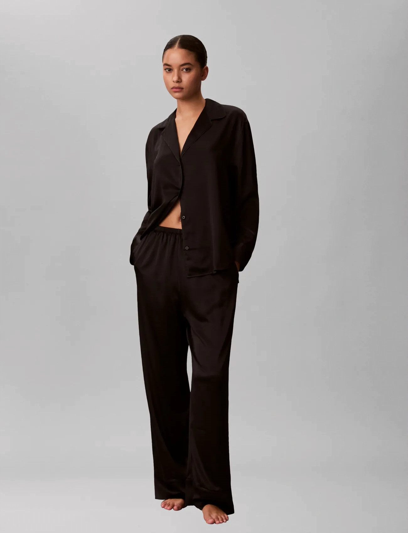 Calvin Klein Satin Set, S, Black, Nat- Og Opholdstøj > Pyjamas (set), Dame