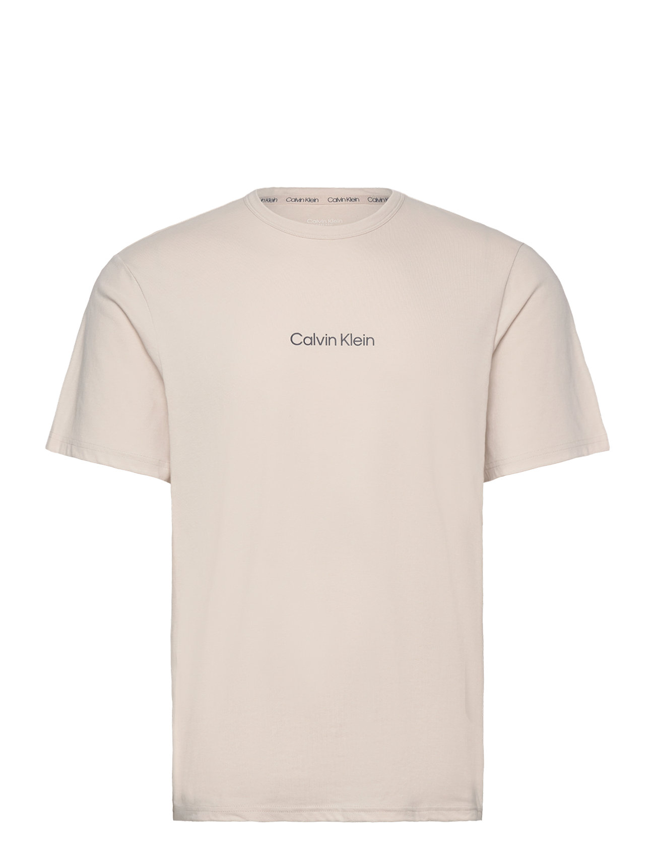 S/S Crew Neck Tops T-Kortærmet Skjorte Beige Calvin Klein