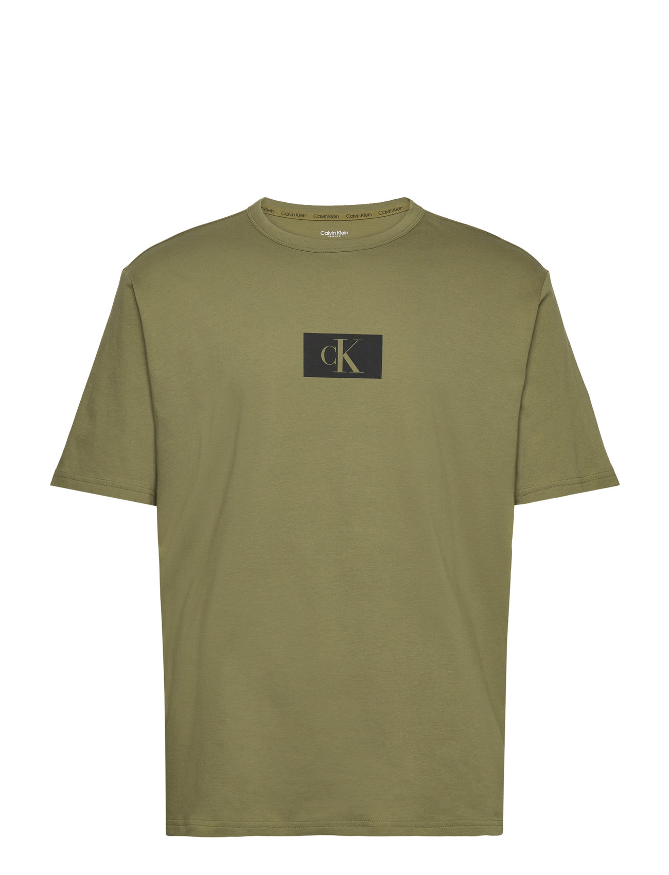 S/S Crew Neck Tops T-Kortærmet Skjorte Khaki Green Calvin Klein