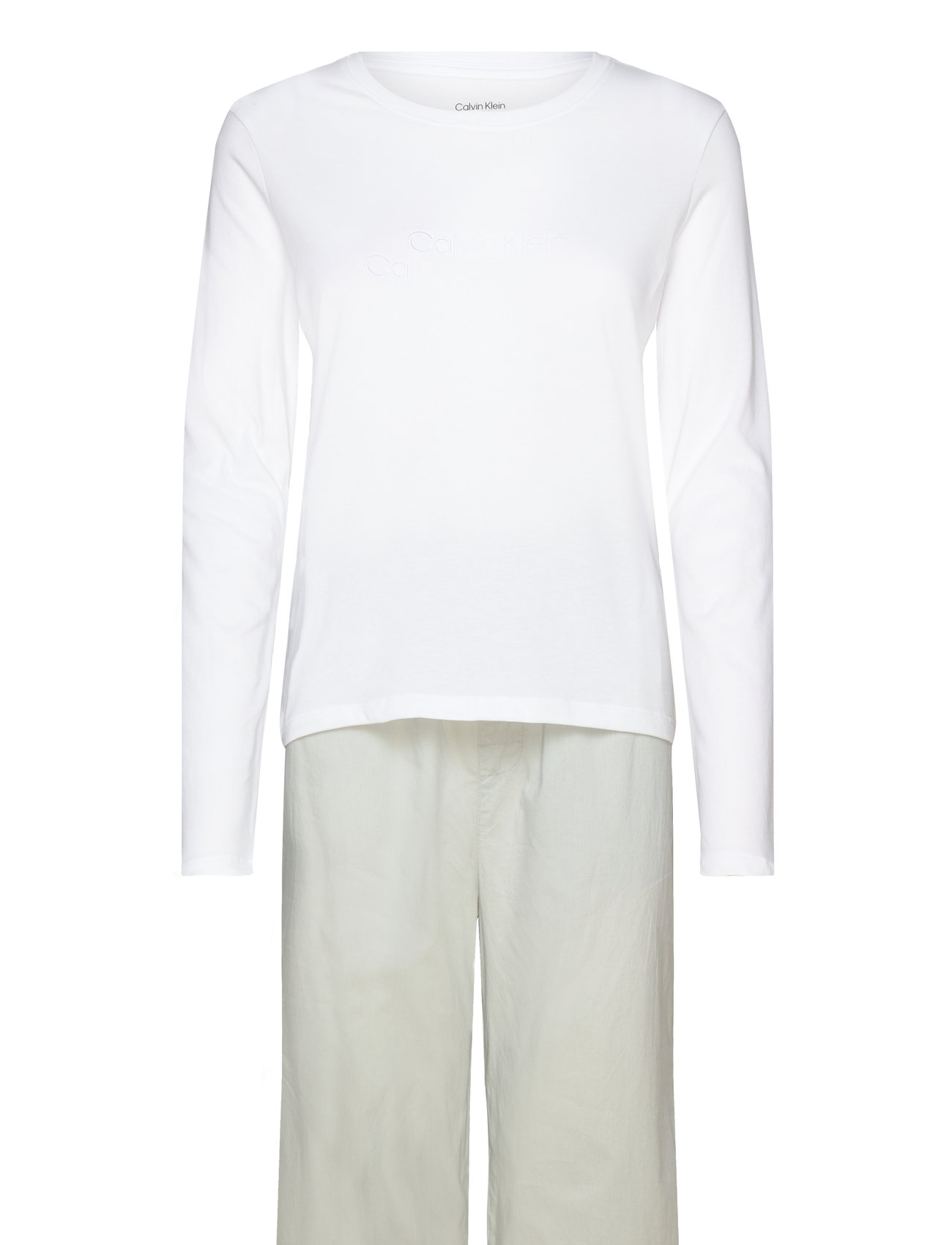 L/S Sleep Set Pyjamas White Calvin Klein