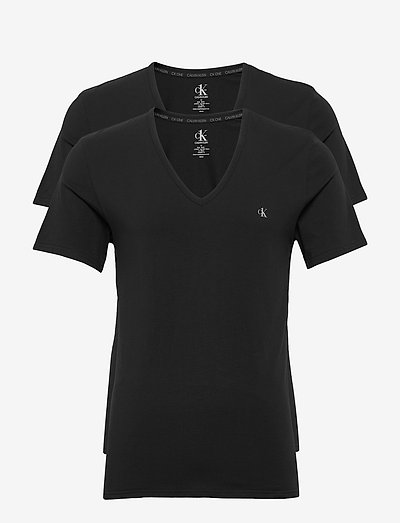 S/S V NECK 2PK - basic t-shirts - black
