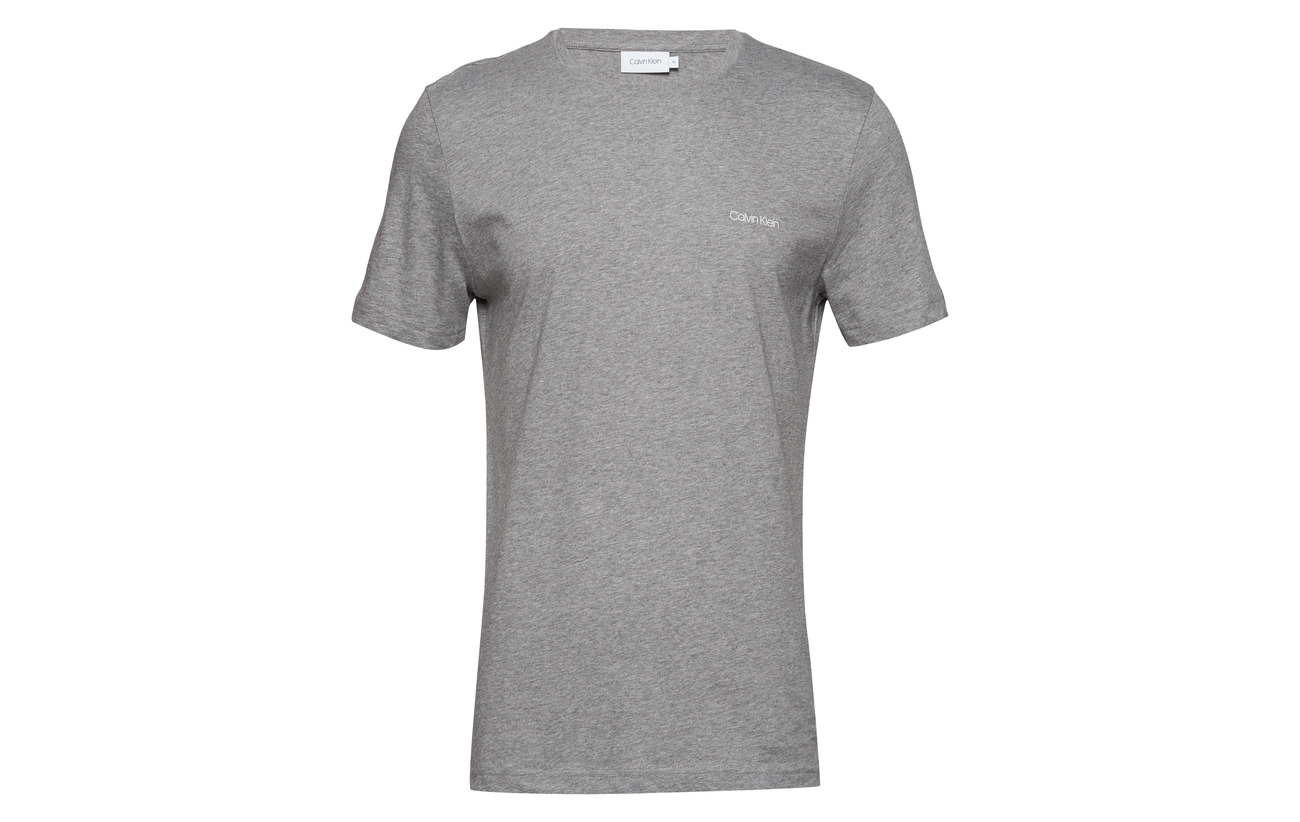 Heather Cotton T Calvin Mid Chest Grey Logo Klein aF8W0AB