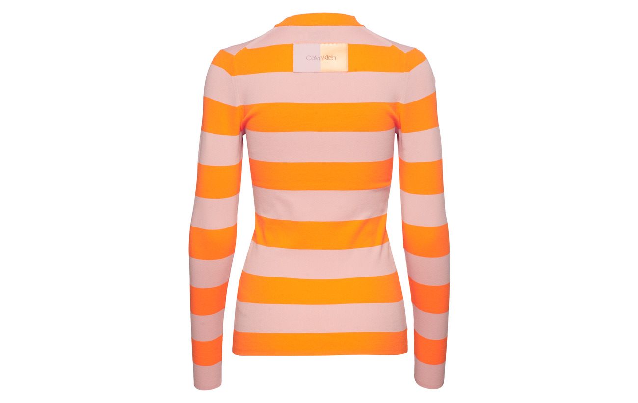 n 100 Orange Flame Klein C Rib Polyamide Stripe Blush Nylon Calvin 8XqwAO8z