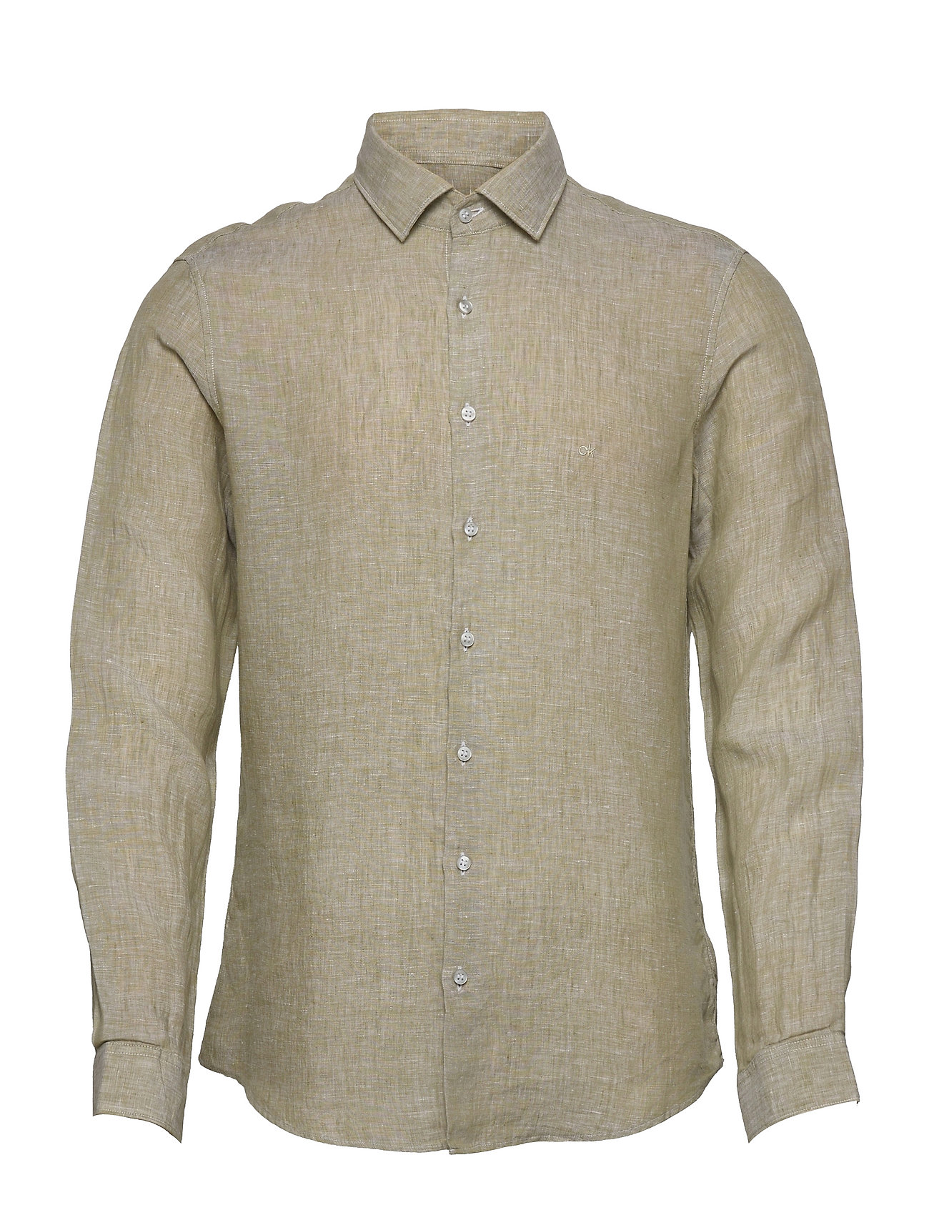 Linen Solid Slim Shirt Paita Bisnes Beige Calvin Klein