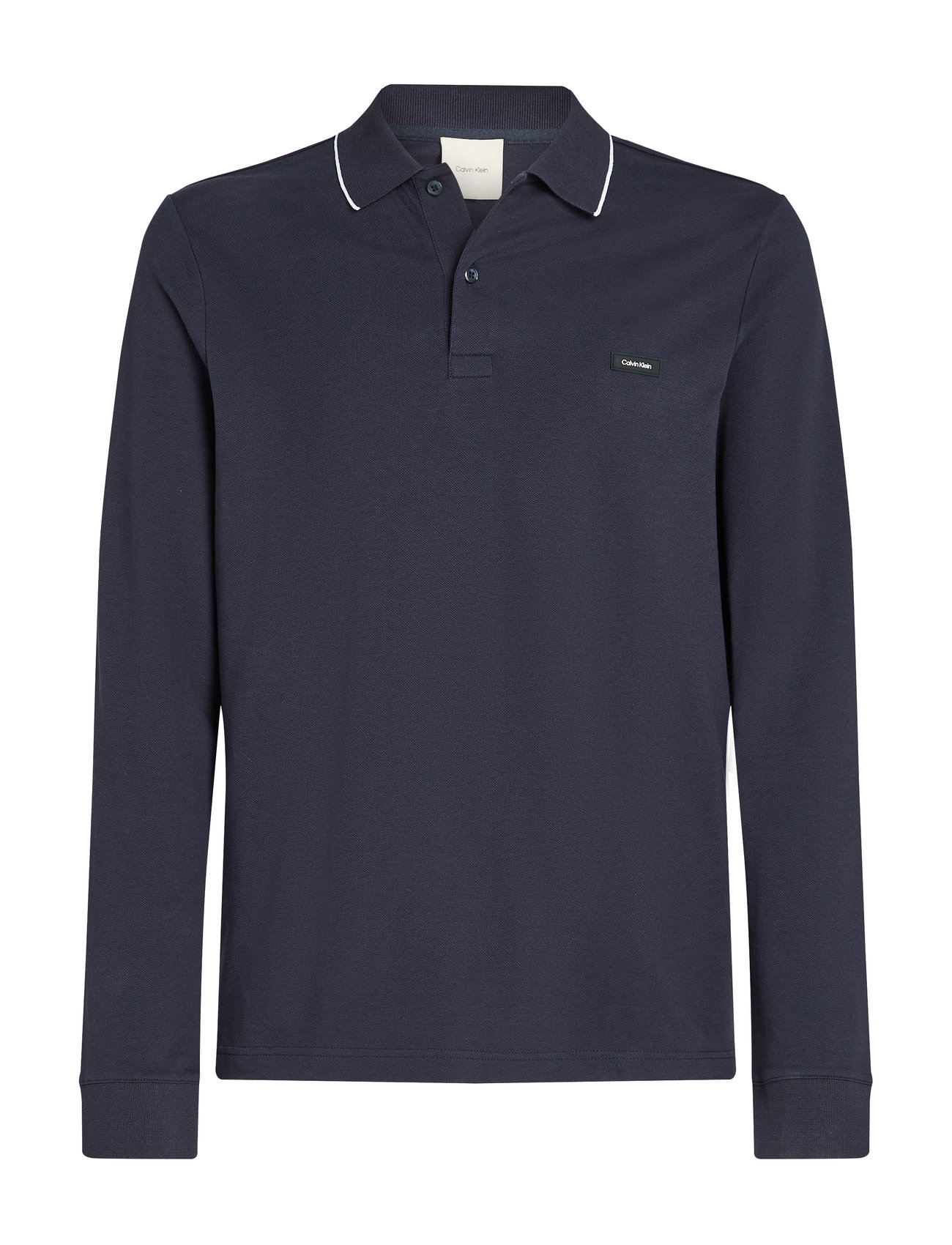 Stretch Pique Tipping Ls Polo Navy Calvin Klein