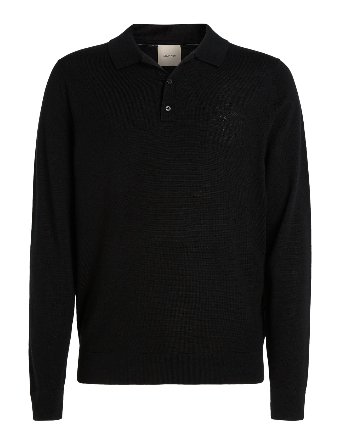 Calvin Klein Merino Rws Polo Sweater Svart