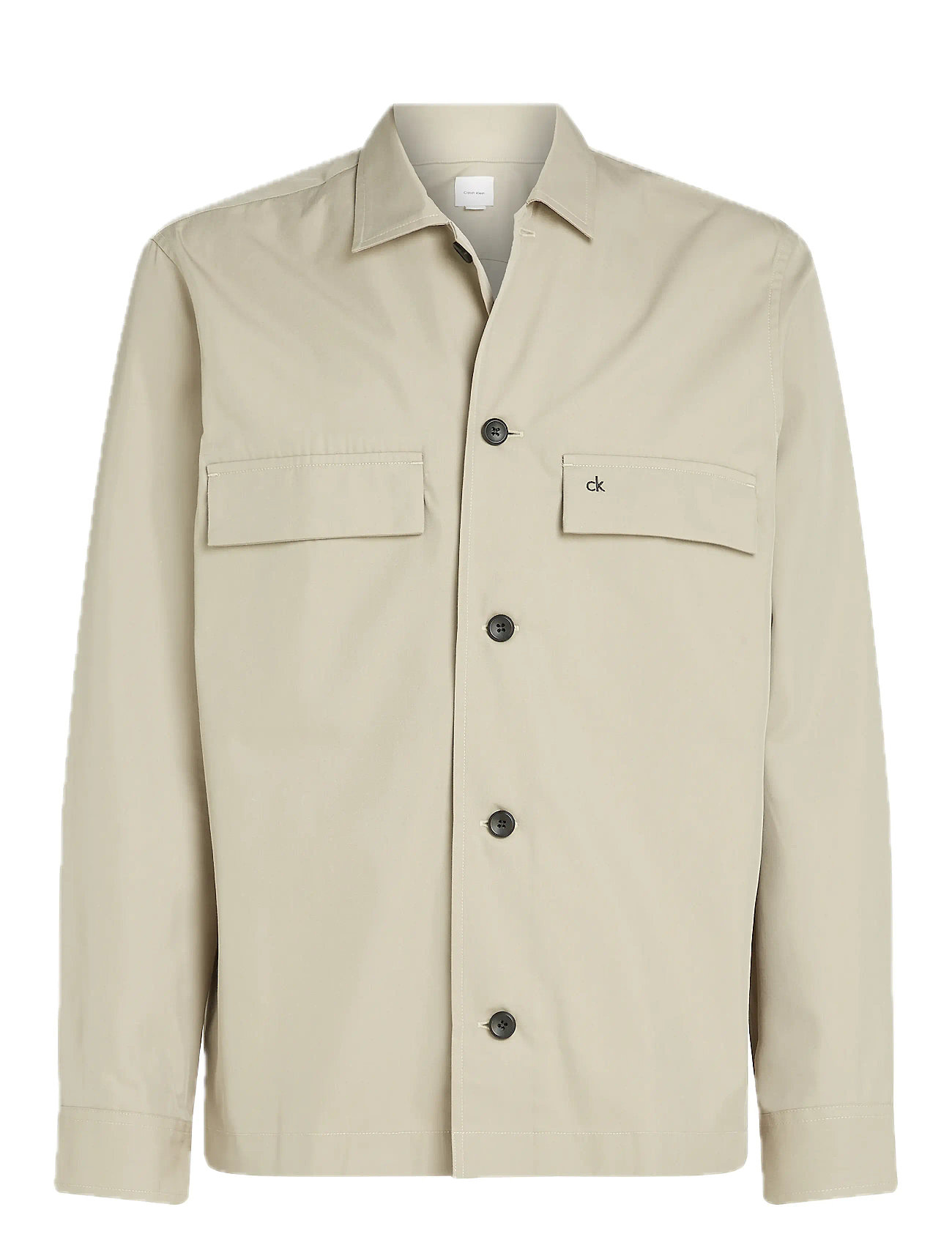 Cotton Blend Overshirt Cream Calvin Klein