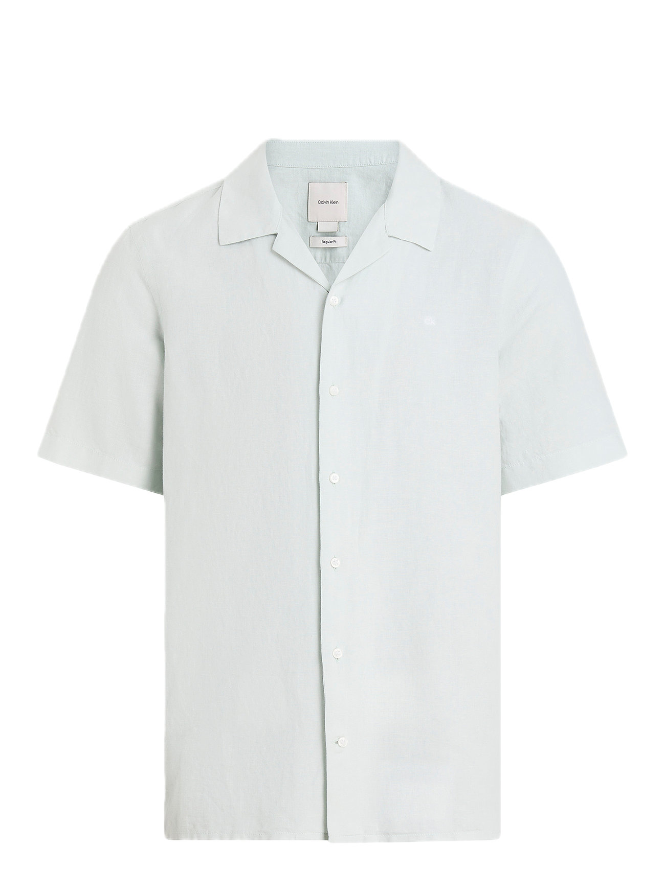 CALVIN KLEIN Linen Baumwolle Cuban S/S Shirt Blau - S - Herren