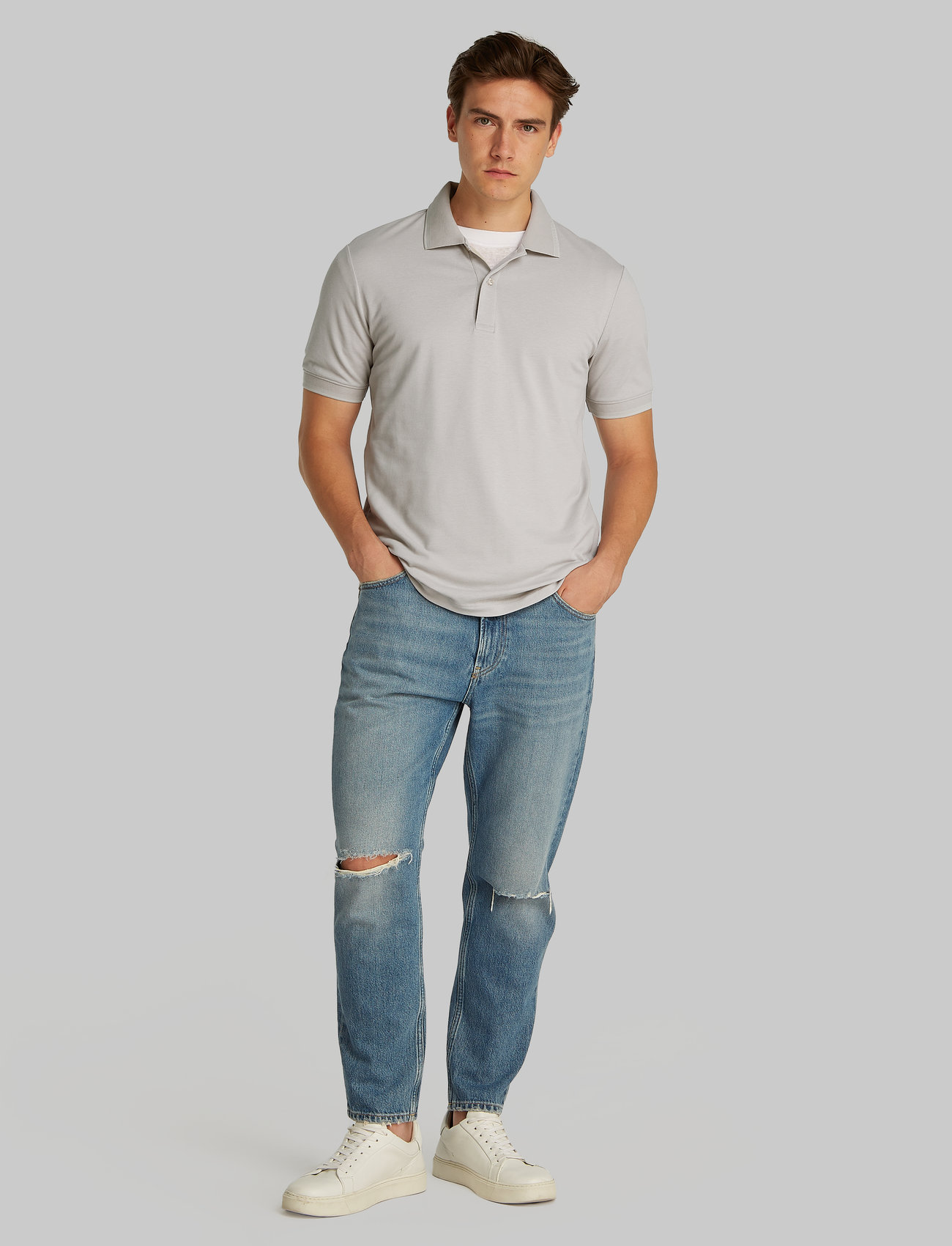 Calvin Klein Thermo Tech Pique Slim Polo, XXL, Grey, Poloer > Kortærmede, Herre