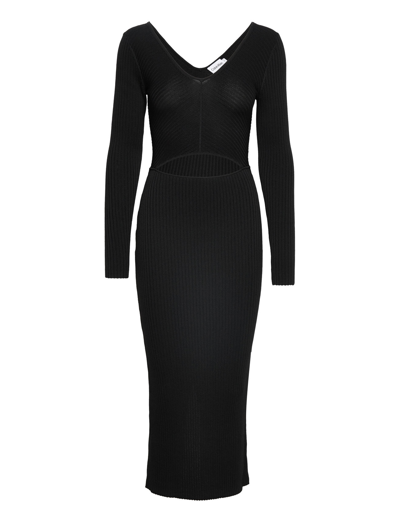 Iconic Rib Cut Out Midi Dress Black Calvin Klein