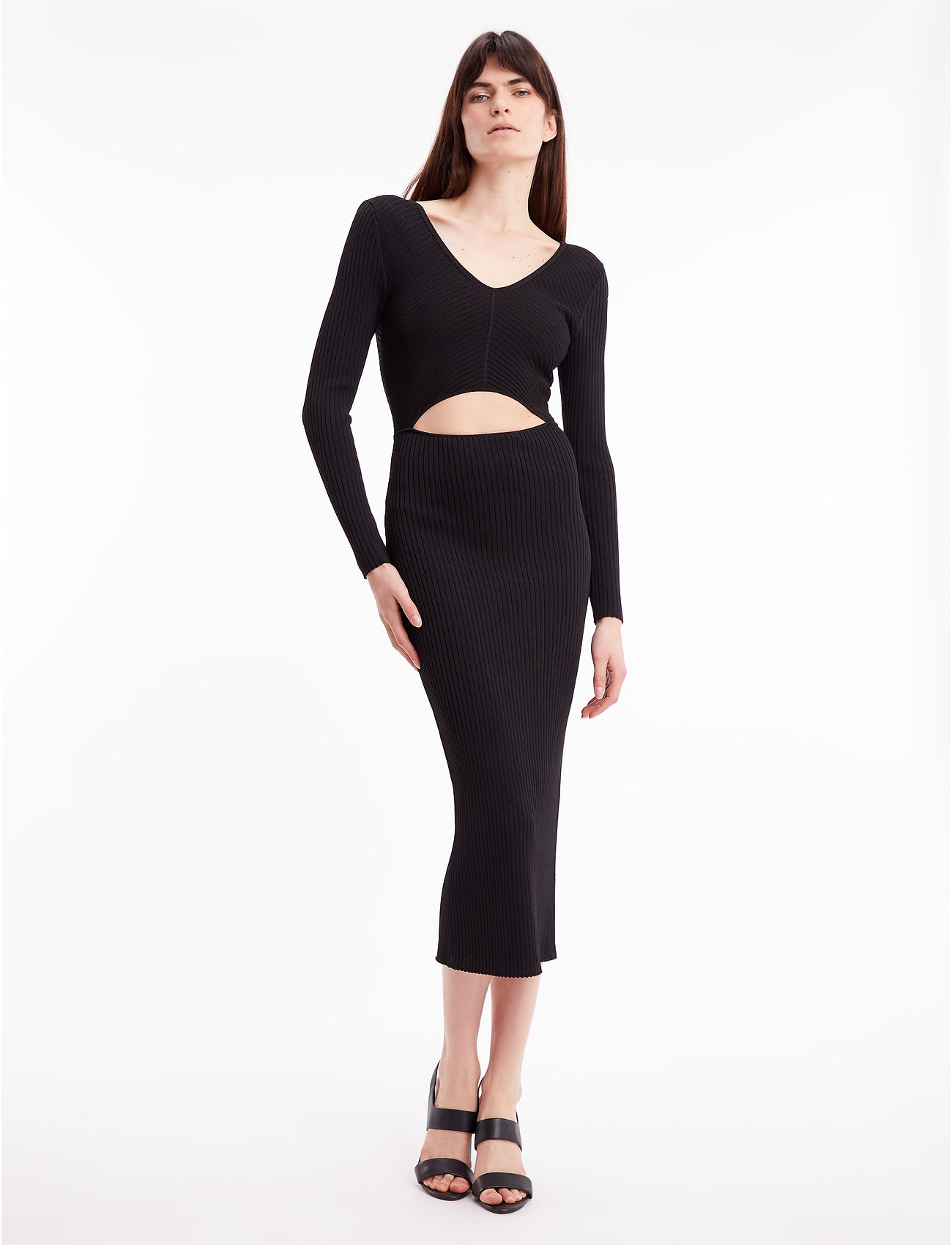 Calvin Klein Iconic Rib Cut Out Midi Dress - Midi dresses 