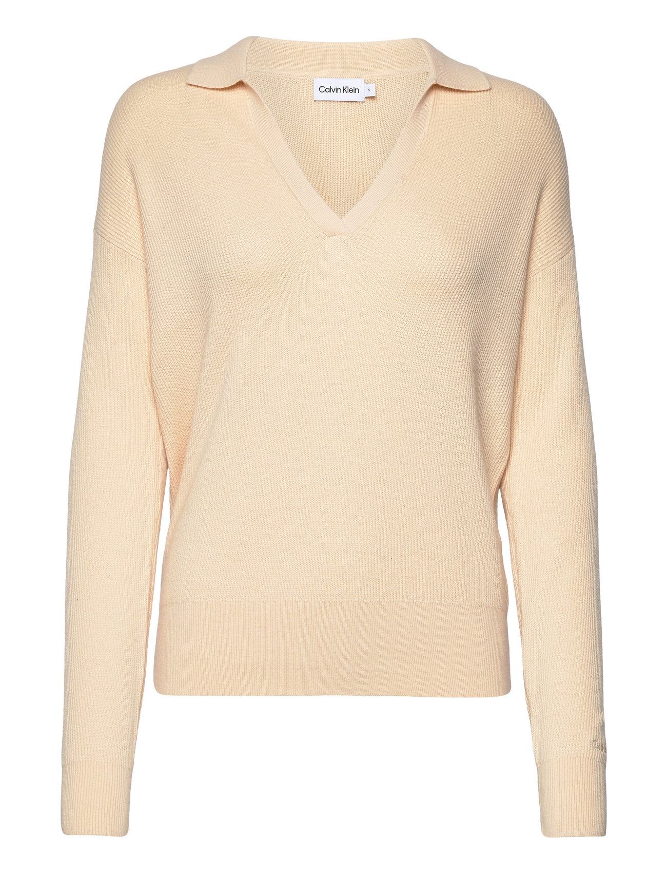 Calvin Klein Rib Open Neck Sweater (Tuscan Beige), ( €) | Large  selection of outlet-styles 