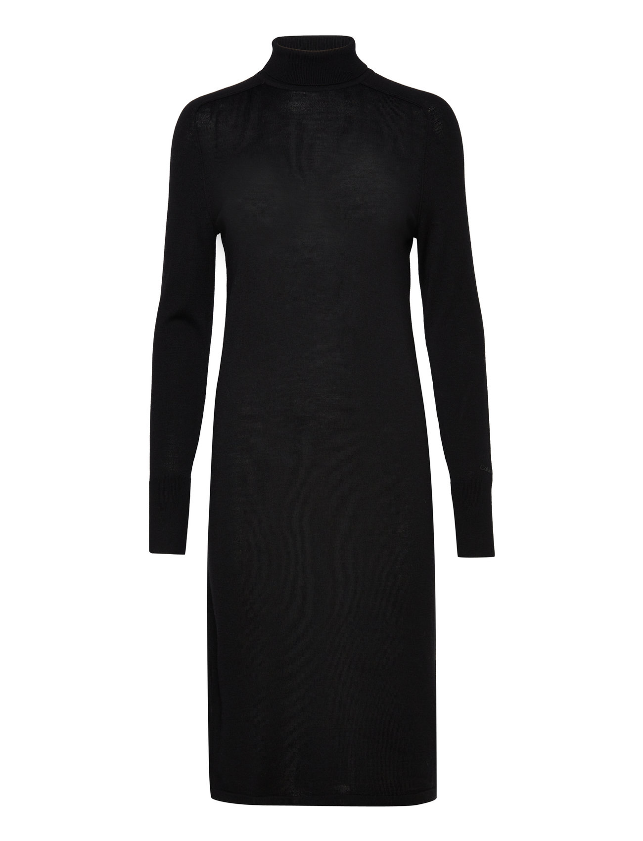 Extra Fine Wool High-Nk Dress Dresses Knitted Dresses Black Calvin Klein