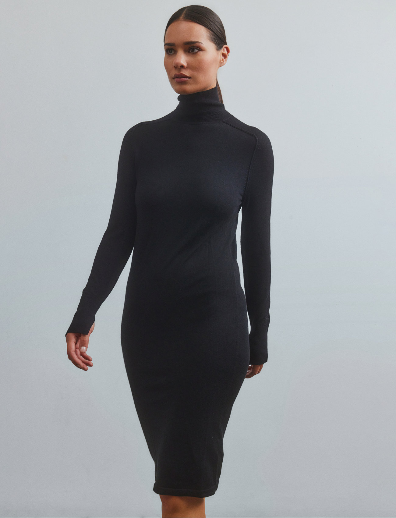 Calvin Klein Extra Fine Wool High-nk Dress - Knitted dresses | Strickkleider