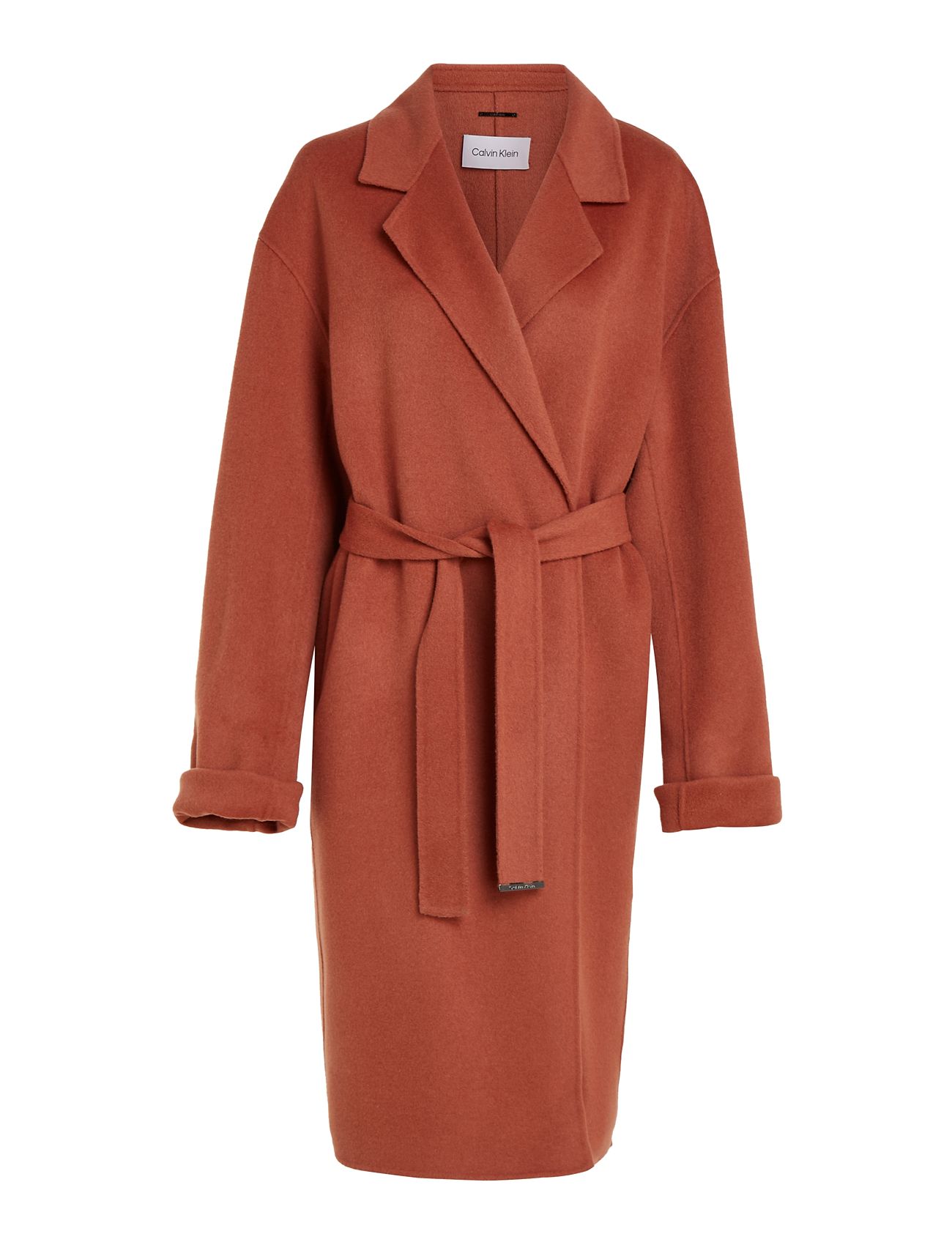 Calvin Klein Df Wool Belted Wrap Coat Röd