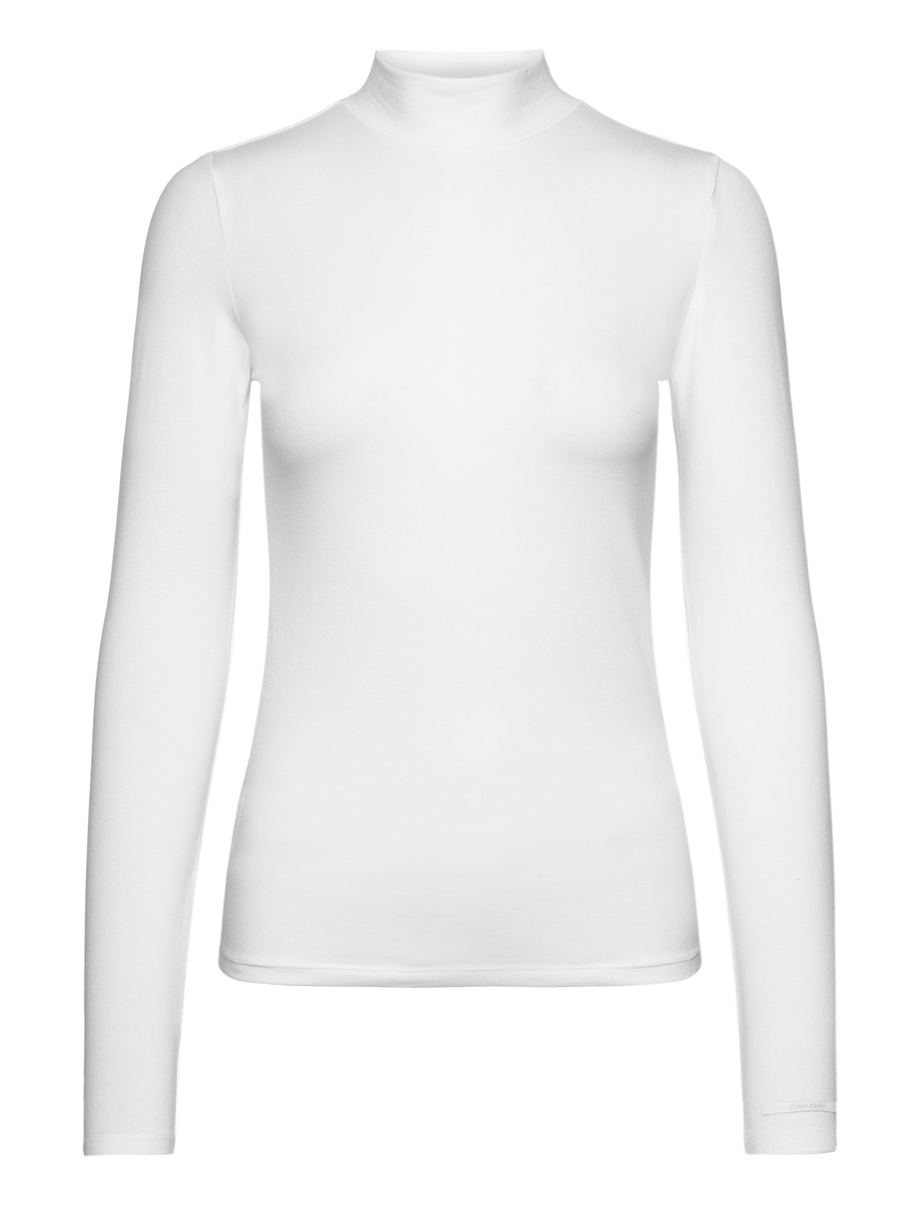 Cotton Modal Mock Neck Ls Top White Calvin Klein