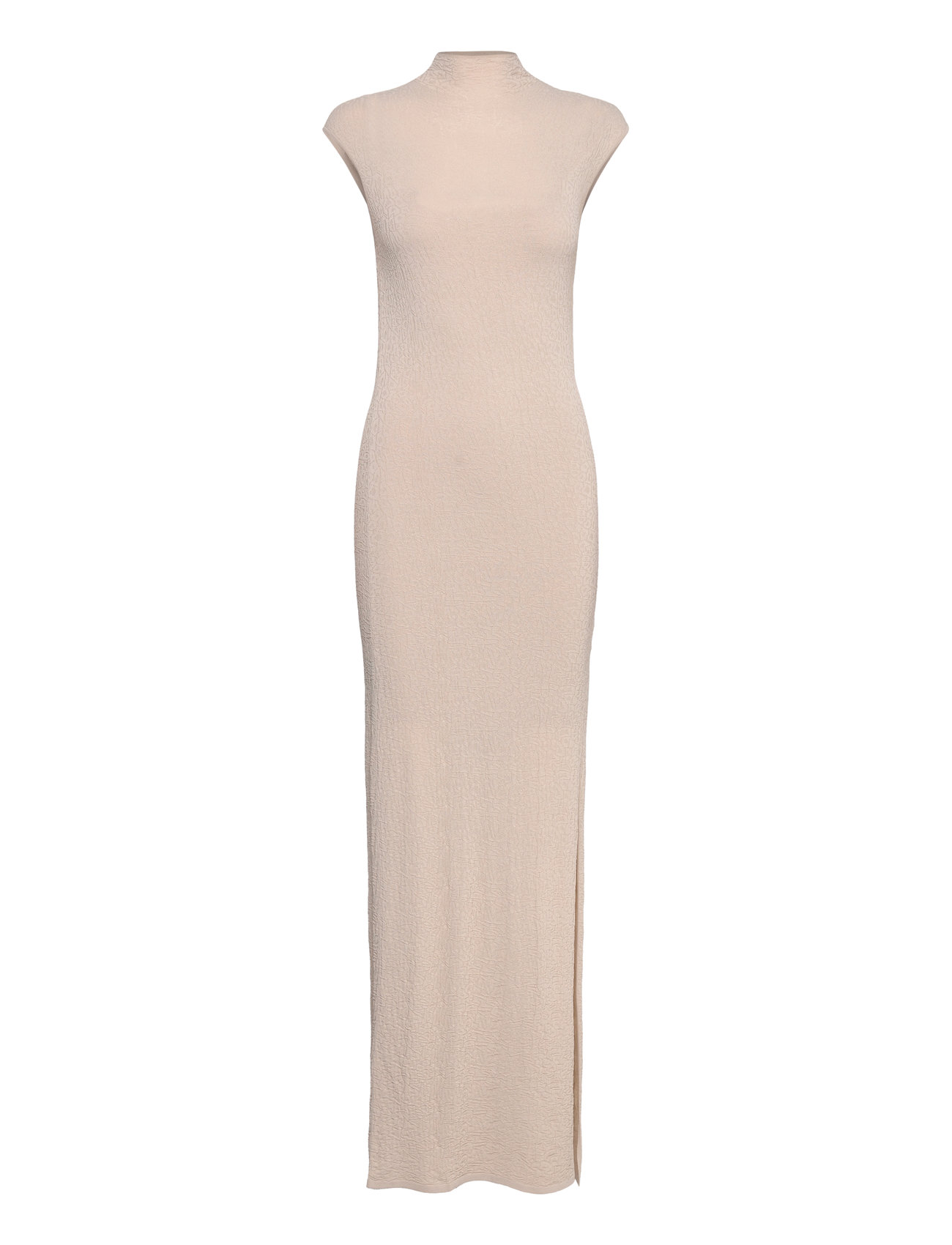 Crinkled Ankle Knit Shift Dress Maxikjole Festkjole Beige Calvin Klein