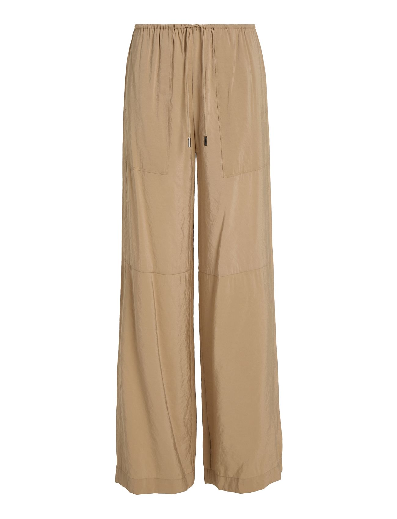 Calvin Klein Textured Wide Leg Pants Beige