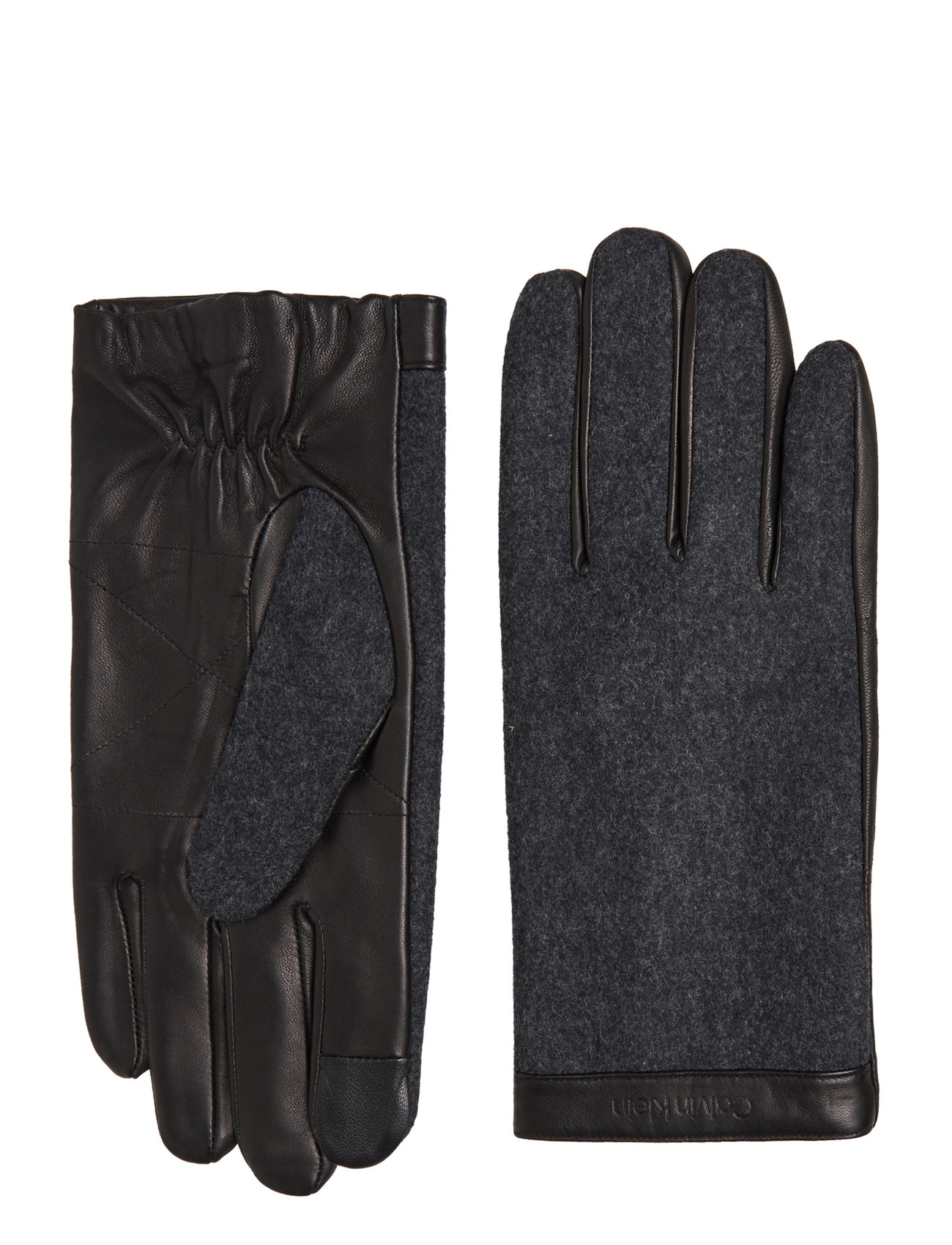 Calvin Klein Leather/felt Gloves - Gloves 