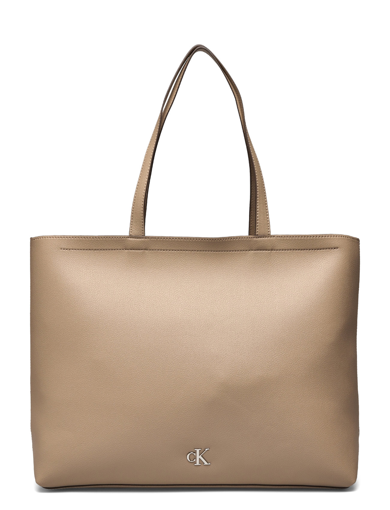 Calvin Klein Minimal Monogram Slim Tote34 T Beige