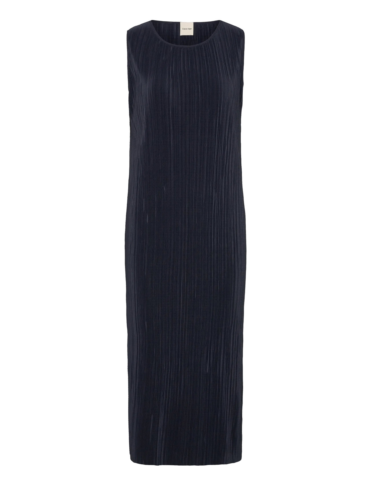 CALVIN KLEIN Plisse Sl Midi Kleid Navy - L - Damen