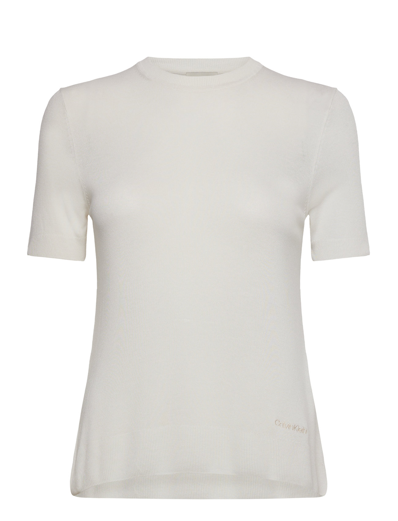 CALVIN KLEIN Fine Gauge Viscose Kurz Sleeve Weiß - S - Damen
