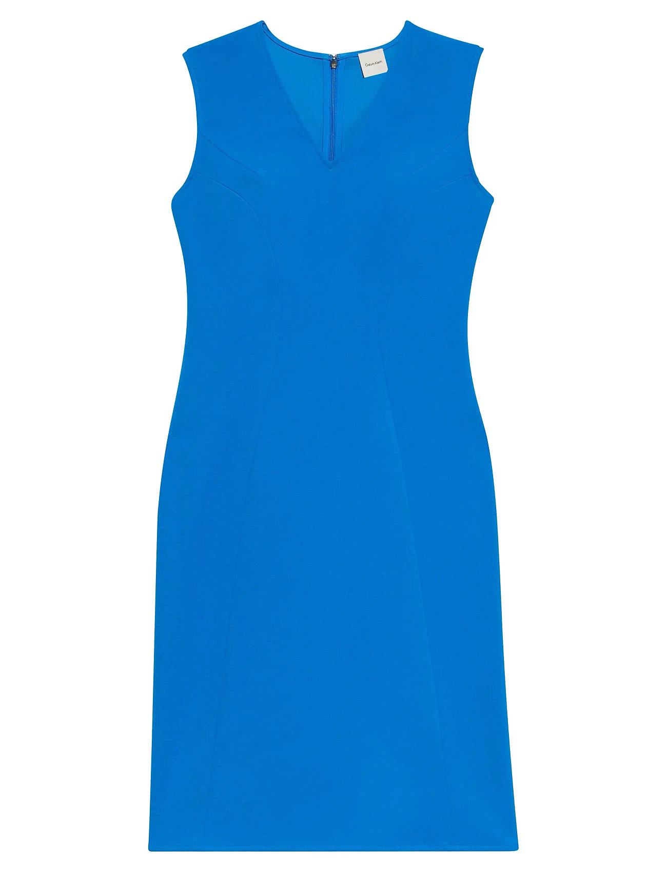 CALVIN KLEIN Scuba Fitted Knee Length Kleid Blau - M - Damen