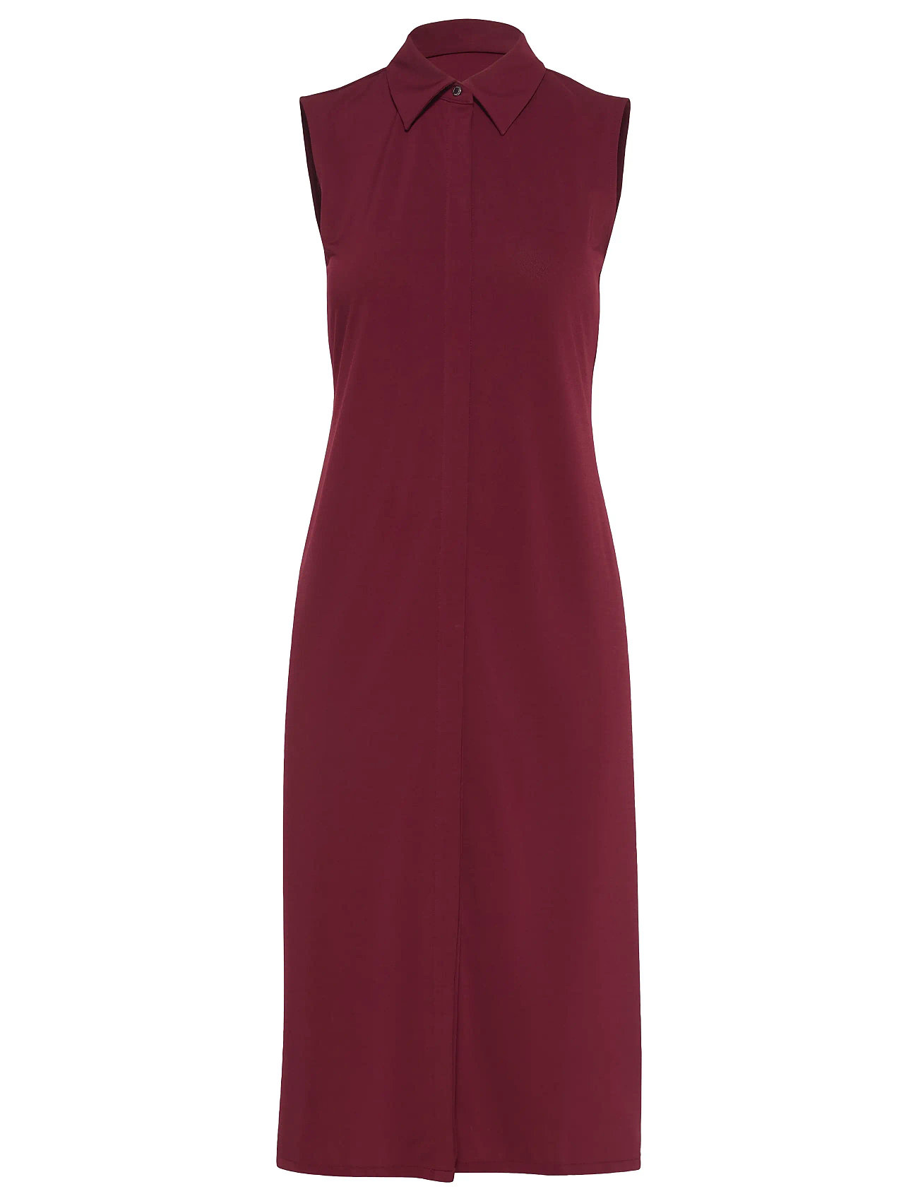 CALVIN KLEIN Sl Crepe Jersey Midi Polo Kleid Burgundy - S - Damen