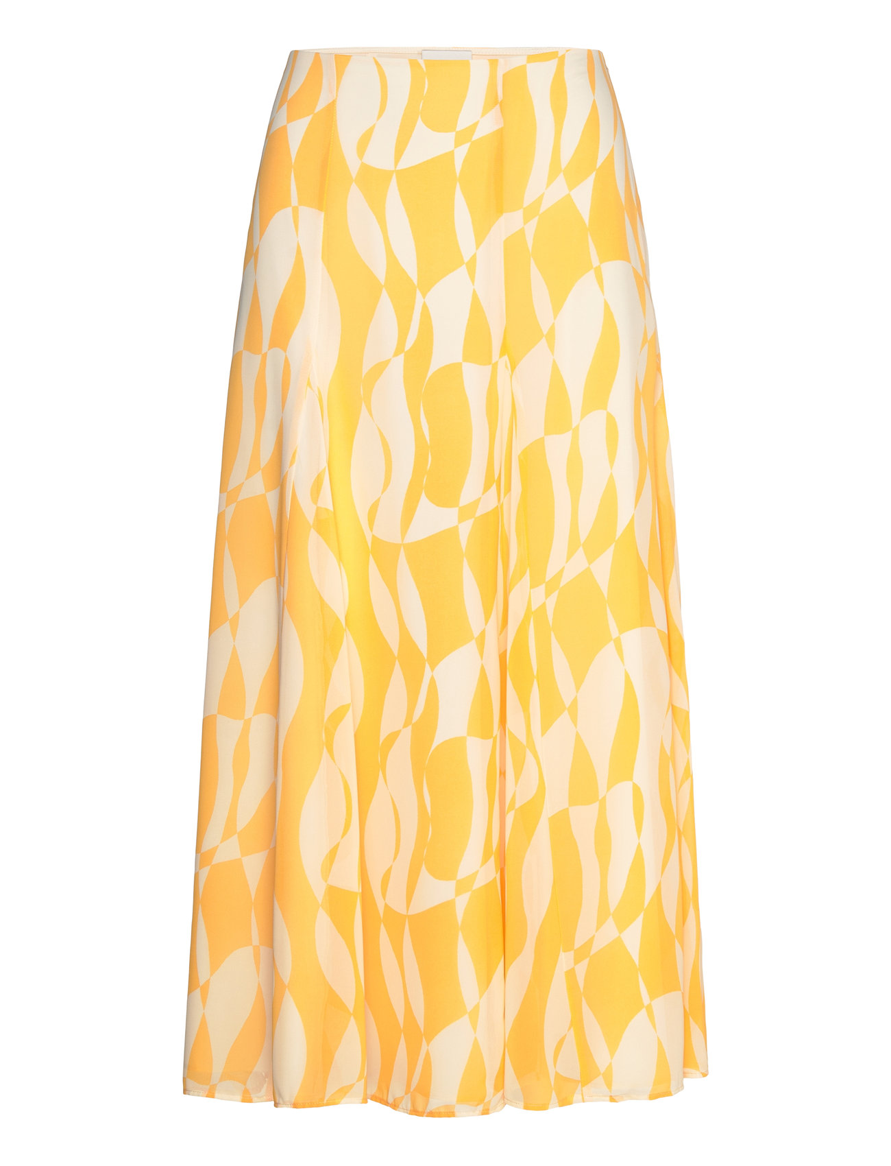Printed Chiffon Godet Midi Skirt Skirts Knee-length & Midi Skirts Yellow Calvin Klein