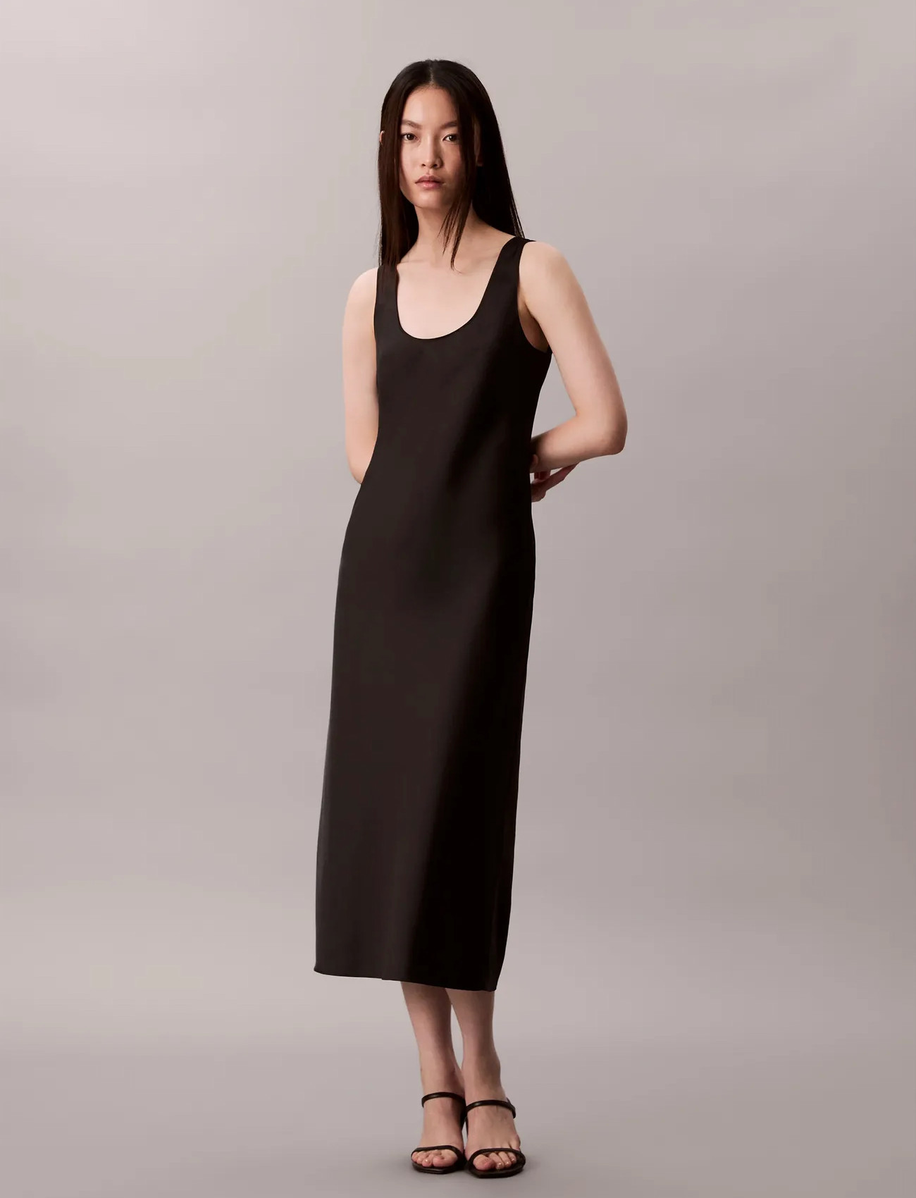 Calvin Klein Matte Shine Satin Hero Slip Dres, XS, Black, Kjoler > Underkjoler, Dame