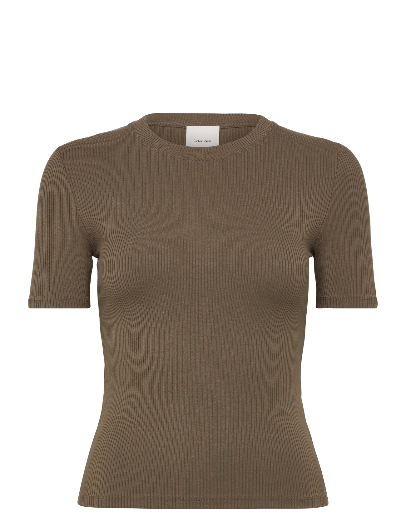 CALVIN KLEIN A- Modal Rib Tee (Essential) Khaki - XL - Damen