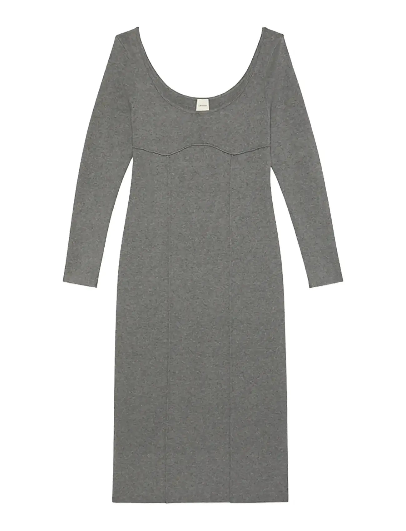 CALVIN KLEIN Half Milano Ls Midi Kleid Grau - L - Damen